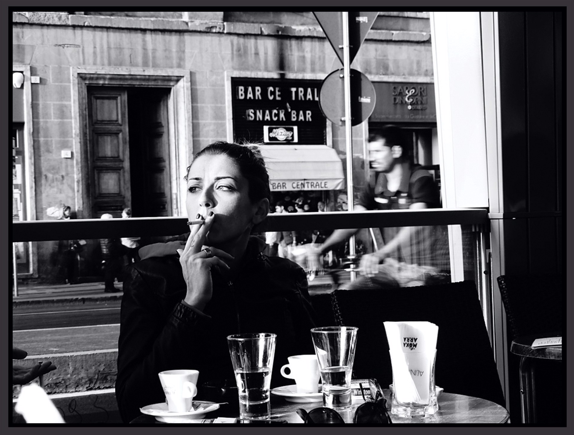 Young Woman in a Café, Florence by Stacy Widelitz