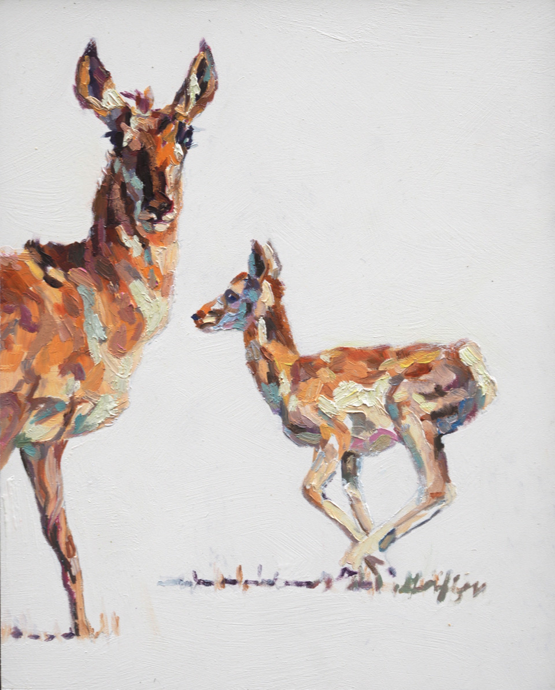 A Contemporary Oil Painting Of A Pair of Pronghorn By Patricia Griffin Available At Gallery Wild