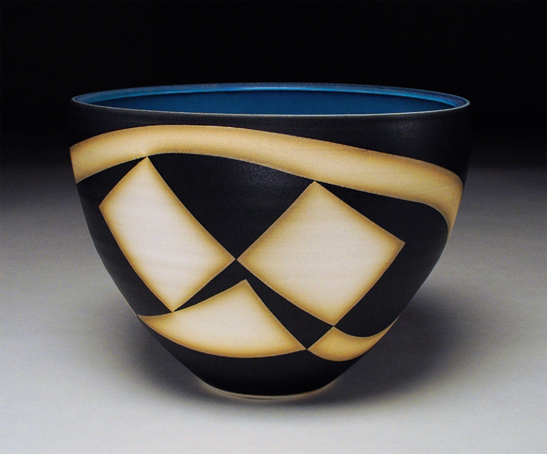 #167, Wide Bowl with Blue by N B