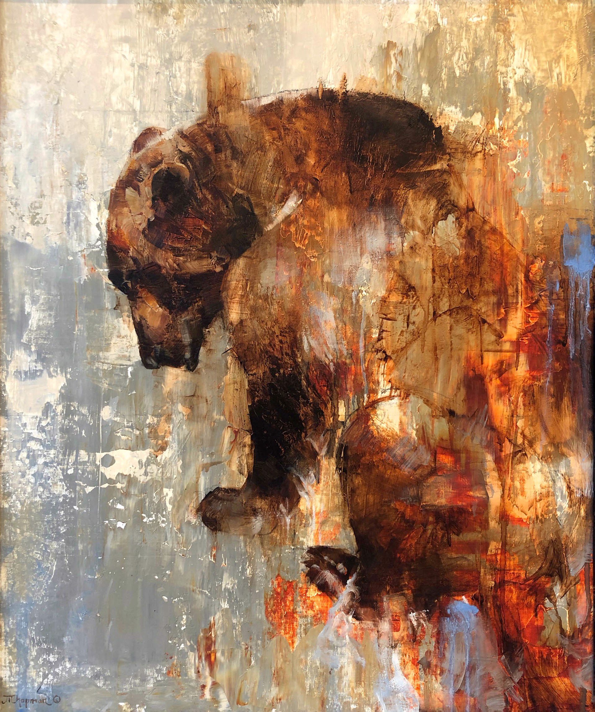 A Contemporary Painting Of A Grizzly Bear Sitting By Julie Chapman At Gallery Wild