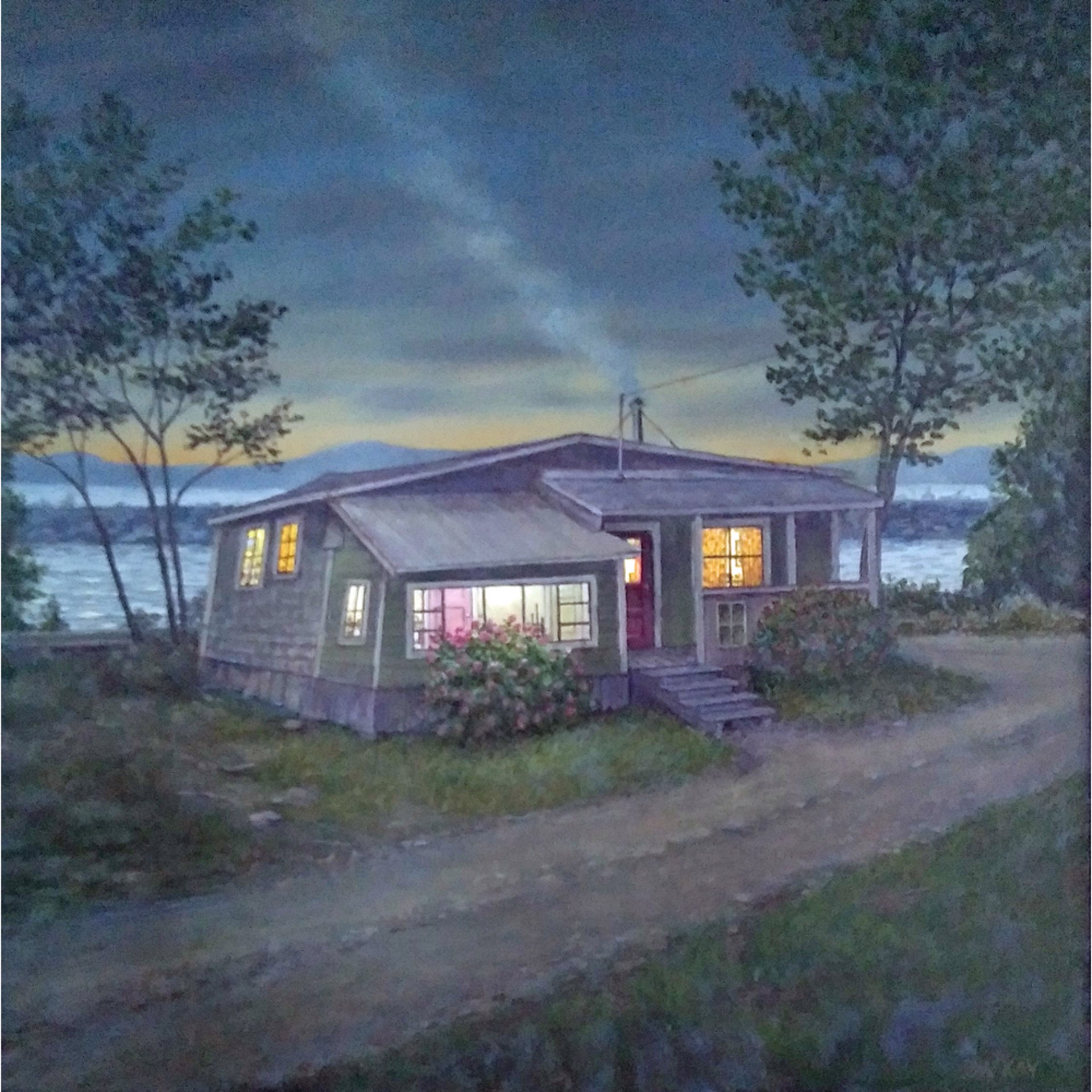 Alderbrook Scow House Shack in Evening by Roger McKay