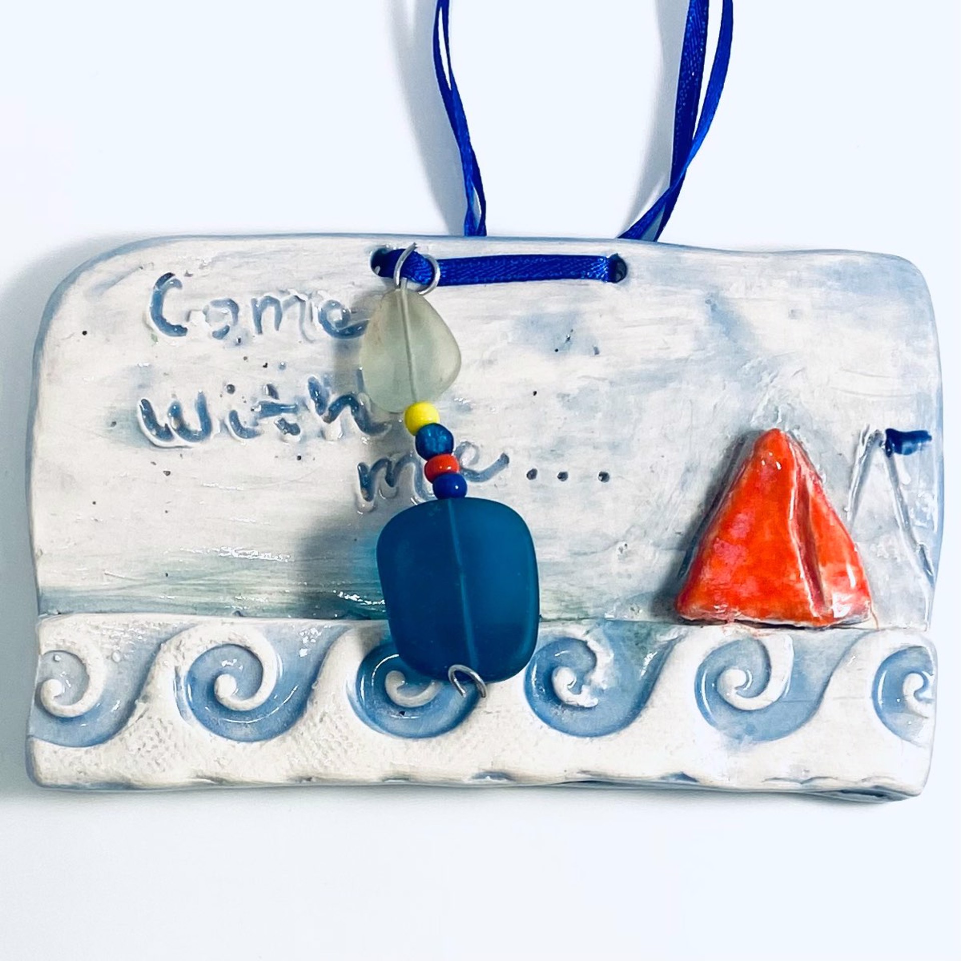 NQR22- 20 Come With Me Sailboat on Waves Ornament by Judy Kepley