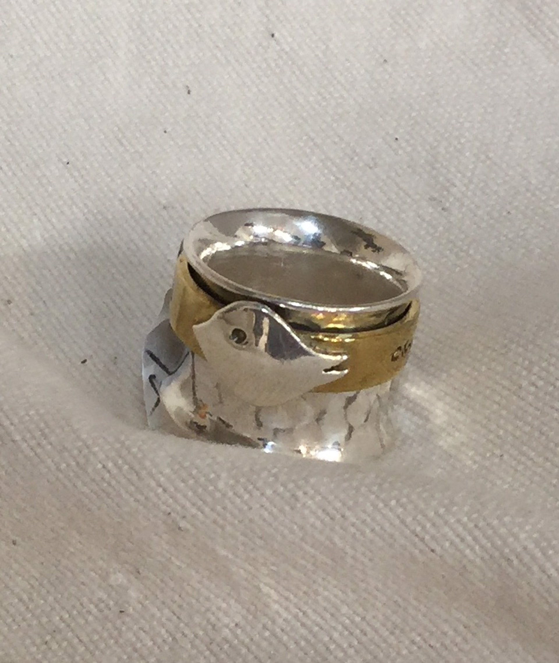 Ring - "Create Spirit" - Sterling Silver & Brass Size 5.5 - #3005 by Vesta Abel