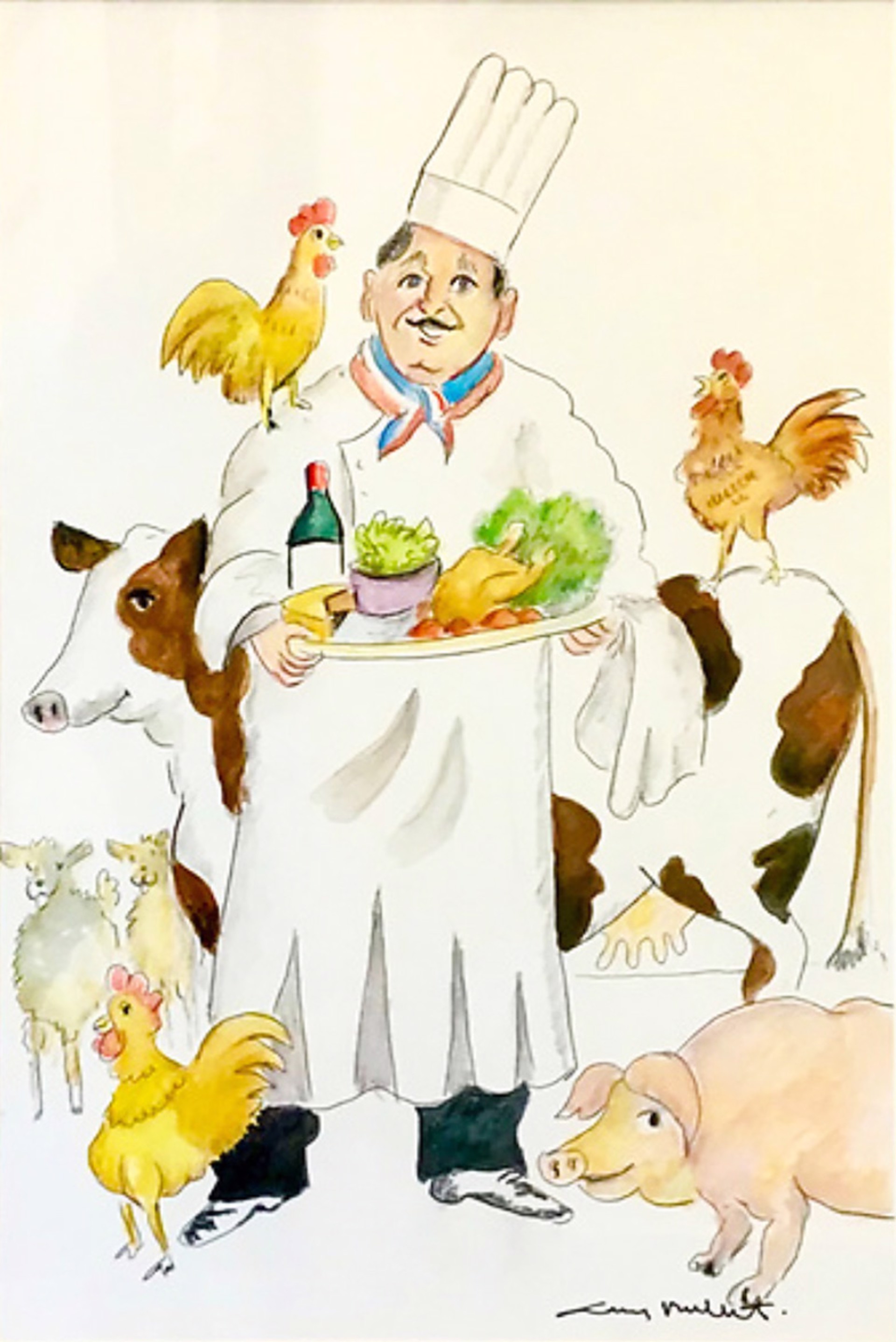 Chef With Barnyard Animals by Guy Buffet