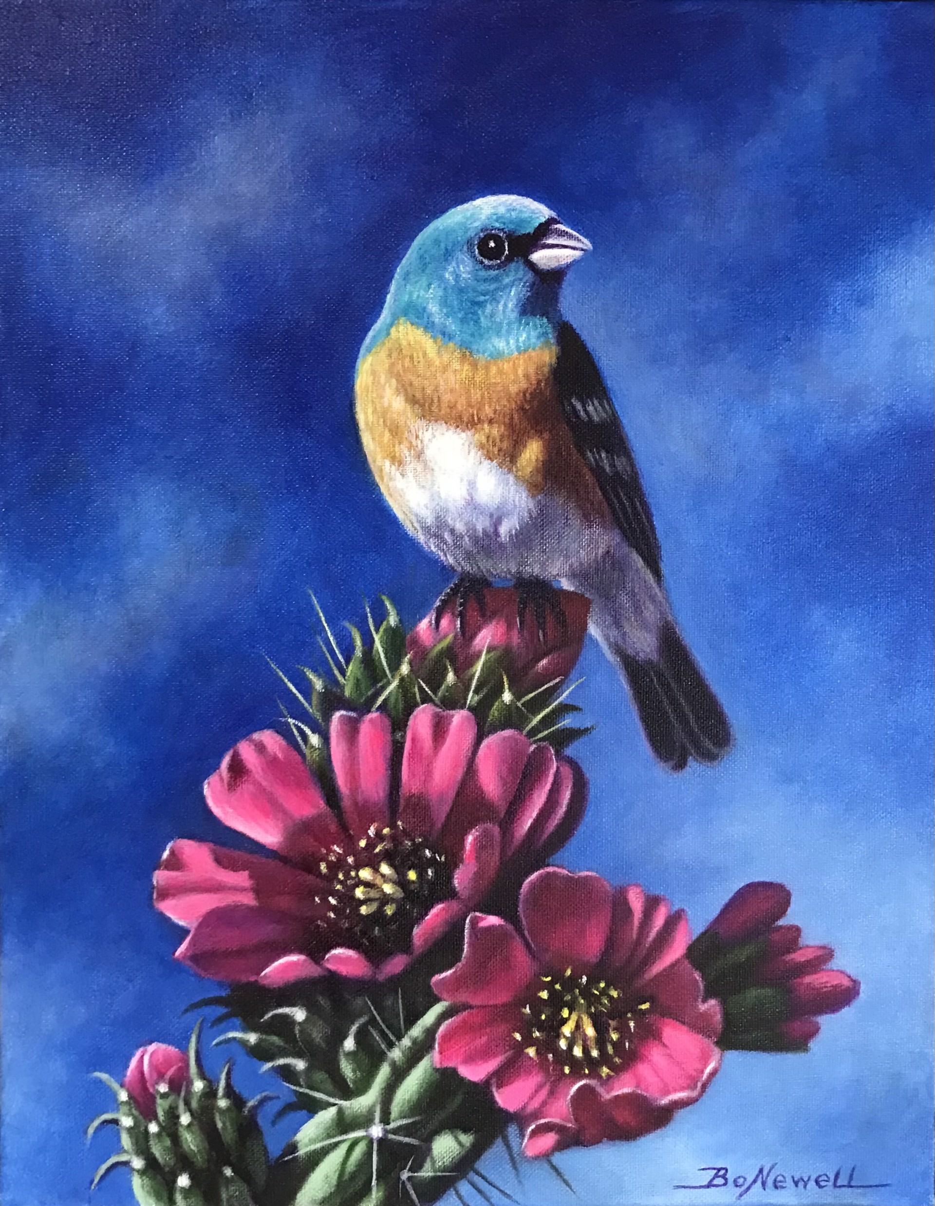 "In Full Bloom" (Lazuli Bunting)  by Bo Newell