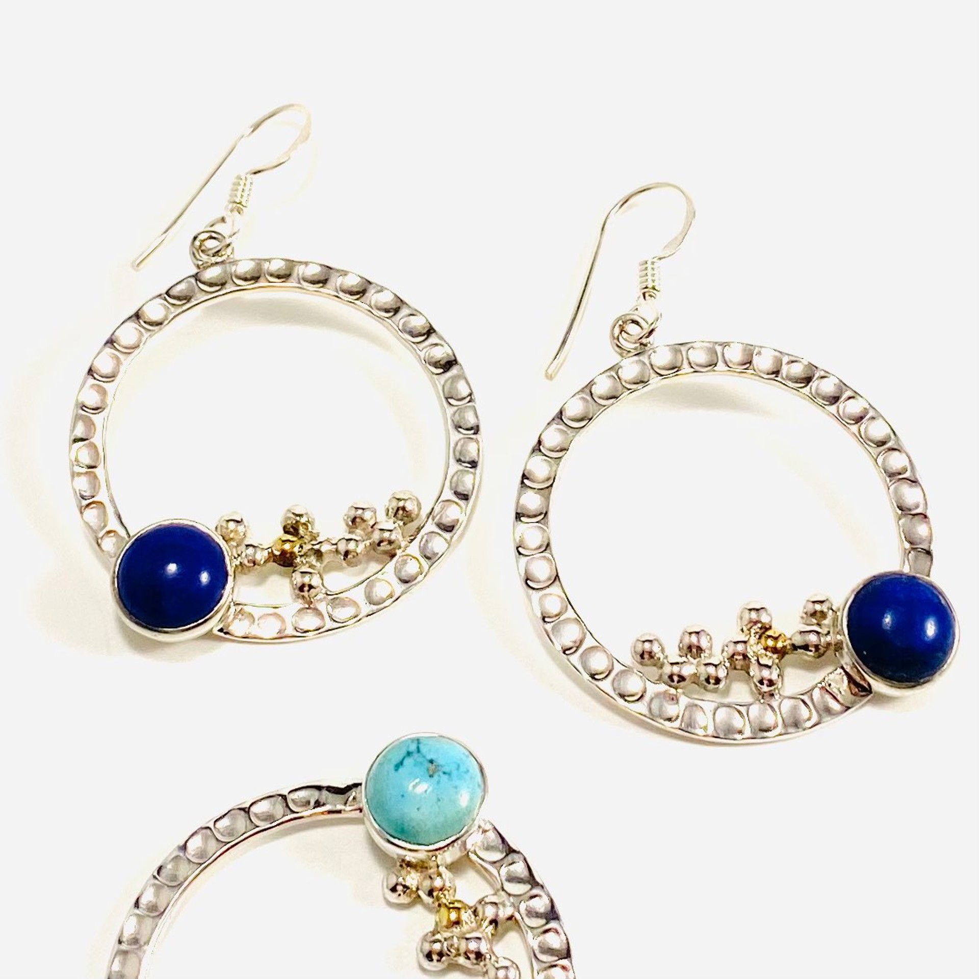 MON SE 863 Lapis or Turquoise Earrings, french wire clasp by Monica Mehta