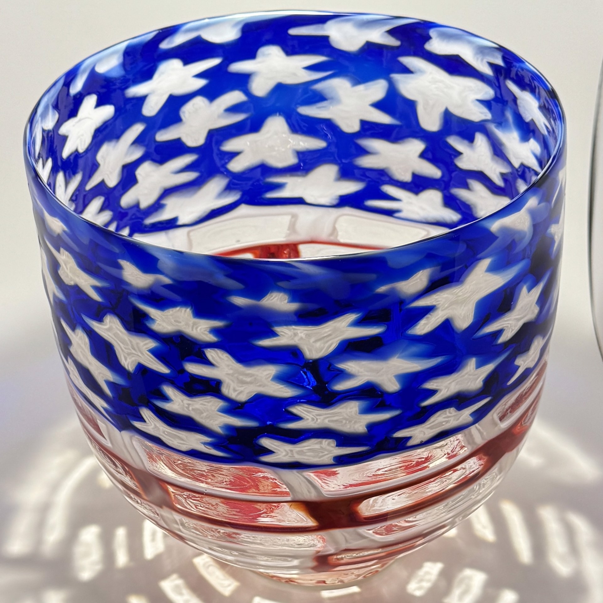 Footed Bowl Red, White, and Blue  JG23-3 by John Glass
