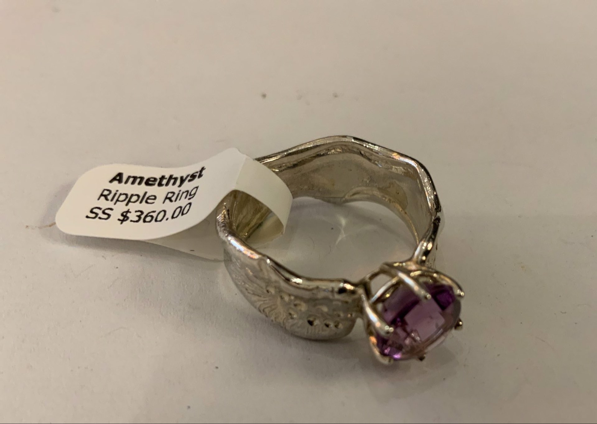 Amethyst Sterling Silver Ripple Ring by Kristen Baird
