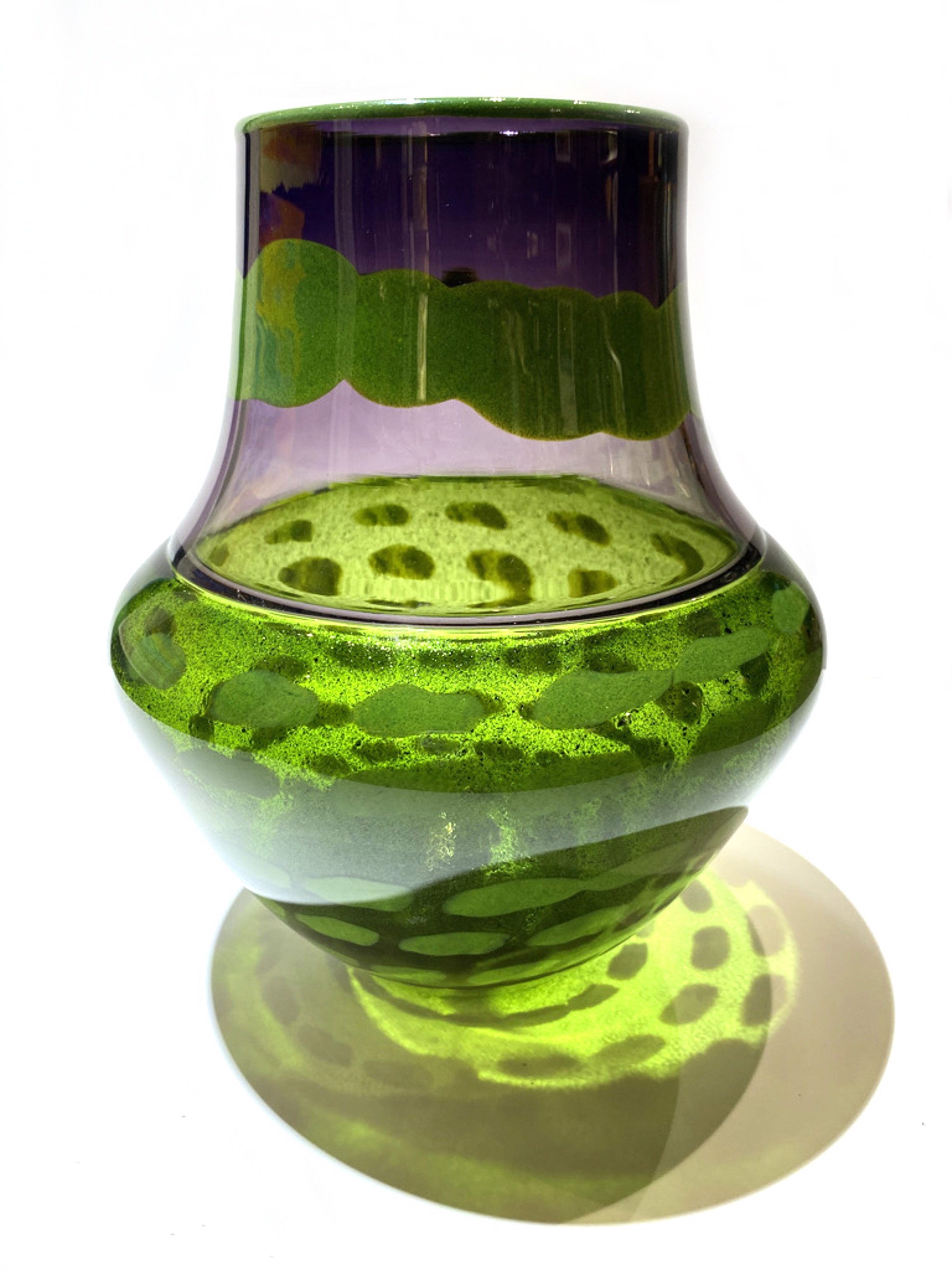 Green and Lavender Glass Vase by Daniel Wooddell
