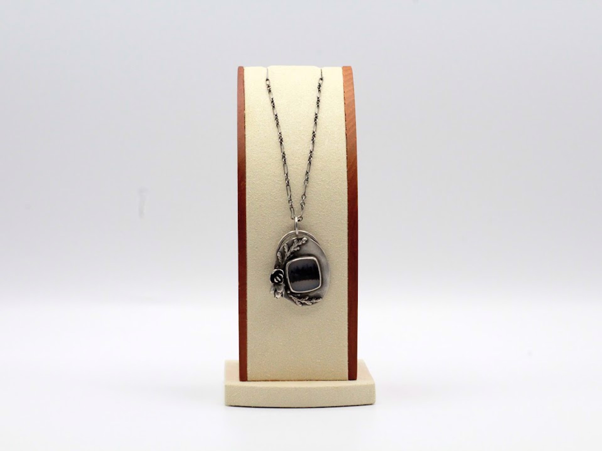 Montana Agate with Cedar Sprig and Cone Accents Necklace by Ashley Hanna
