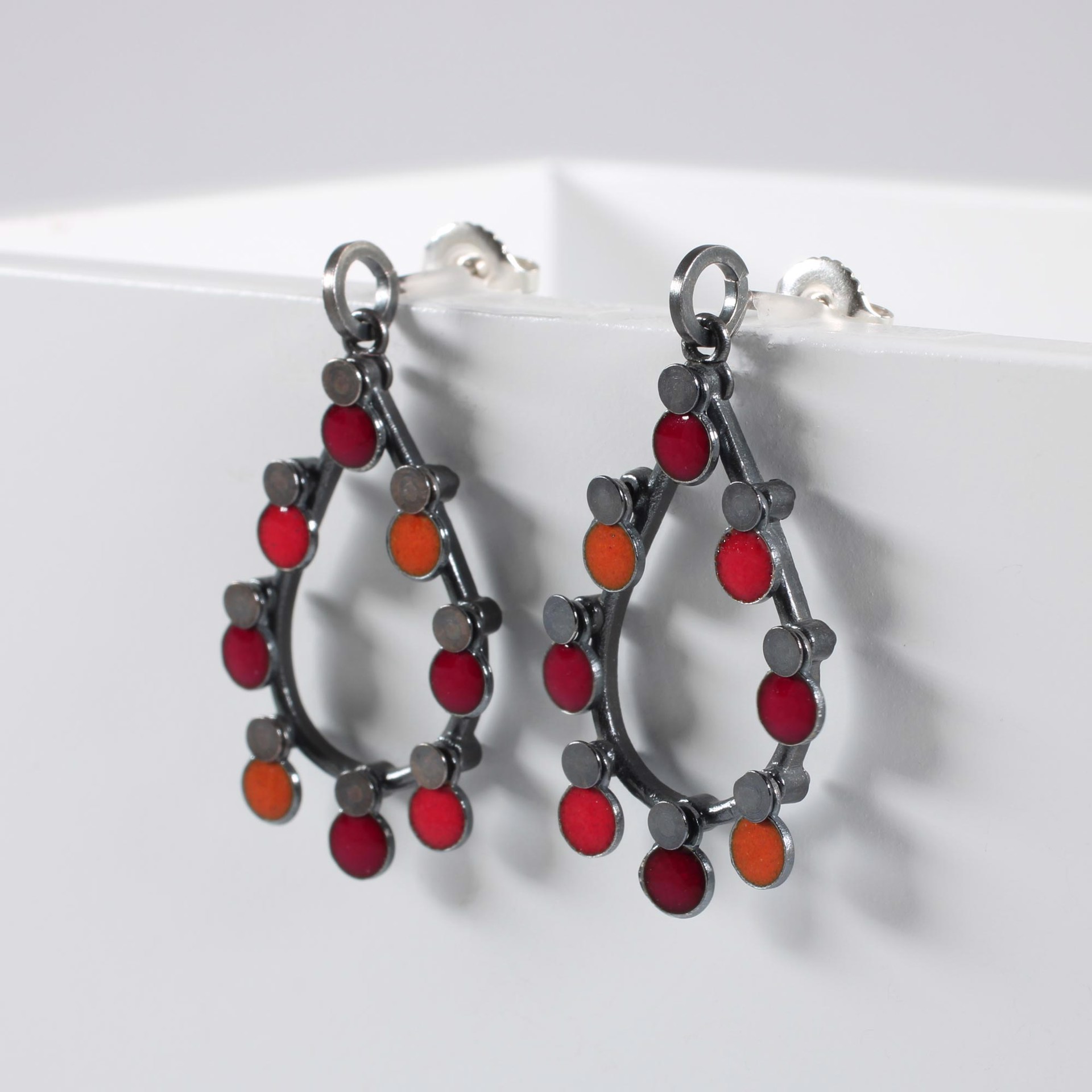 Red Loop Drop Earrings by Barbara Seidenath