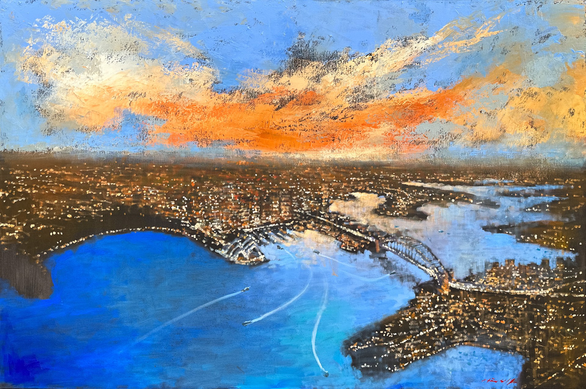 Evening Skies, Aerial Sydney by David Hinchliffe