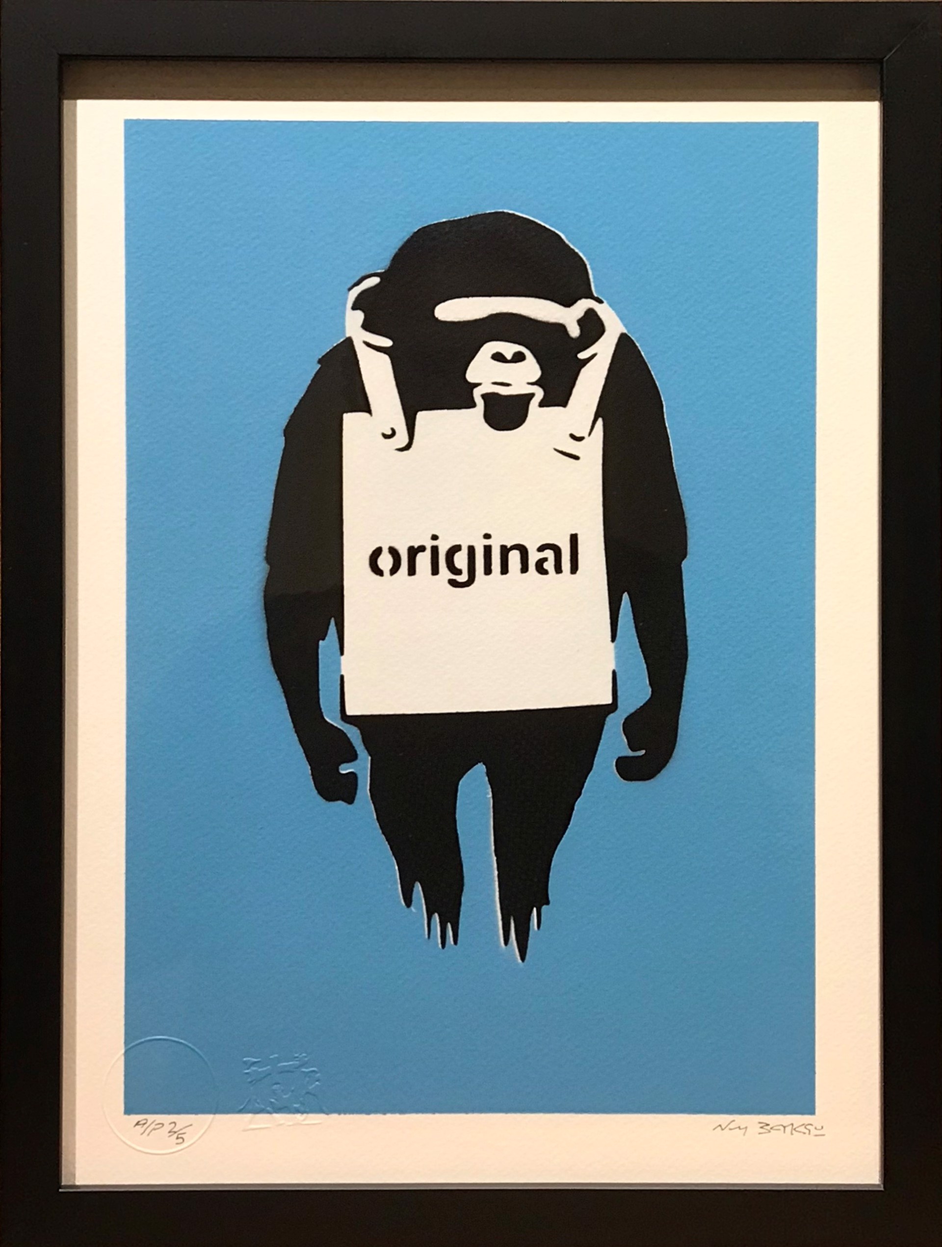 Original Monkey (Blue) by Not Banksy