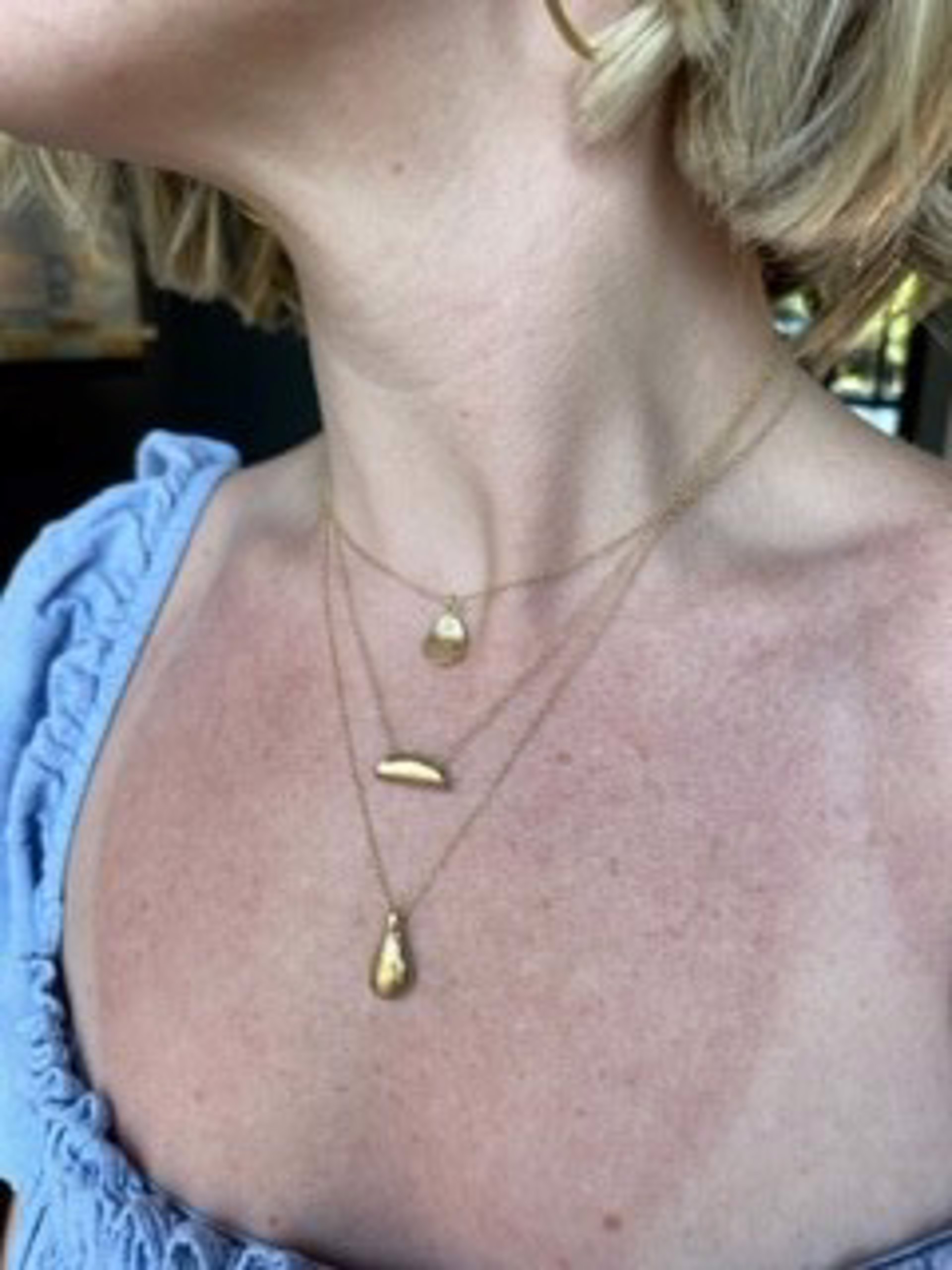 LHN03- Rounded Teardrop Necklace 18k gold by Leandra Hill