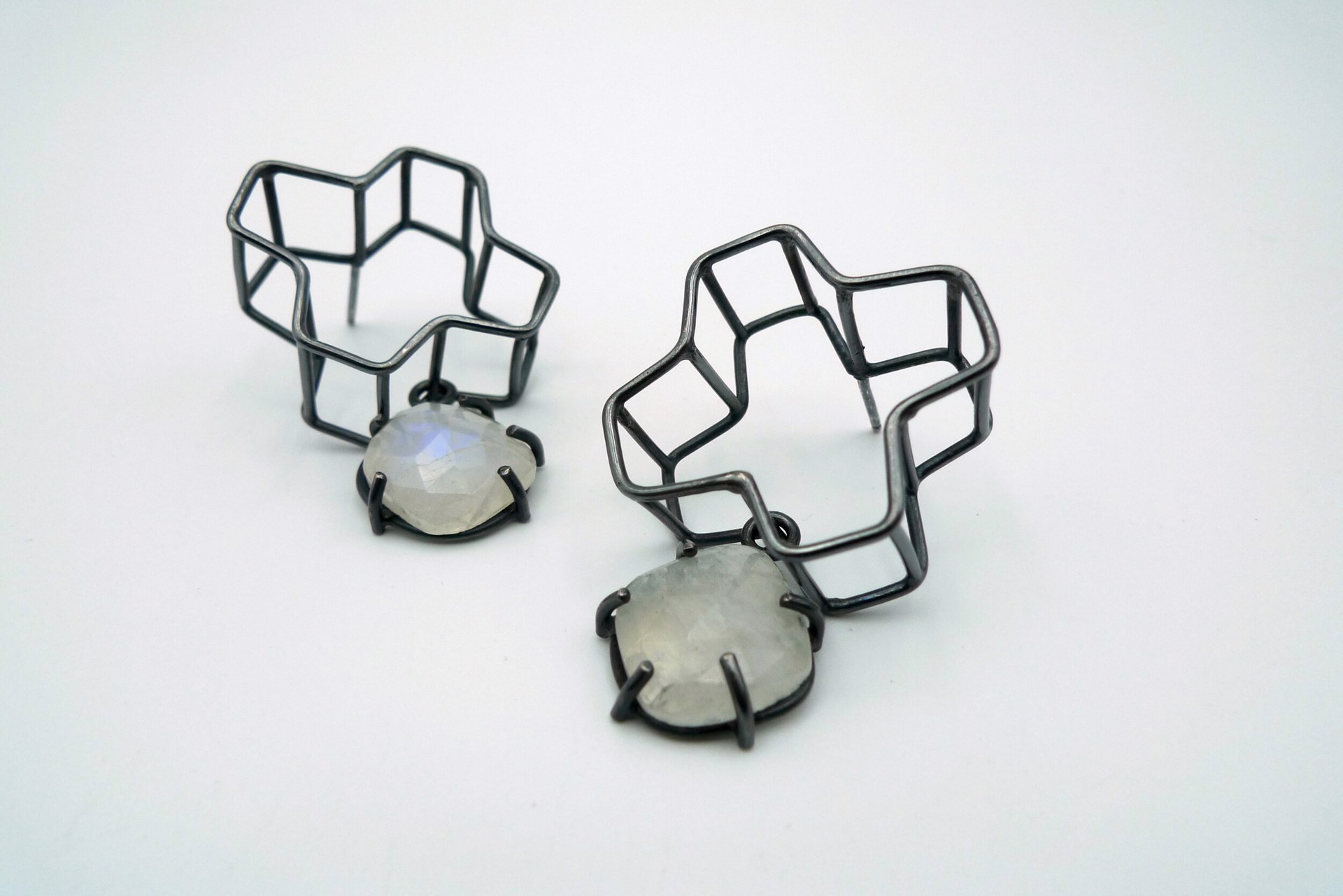 Soft Structure Moonstone Earrings by Emily Maija Rogstad