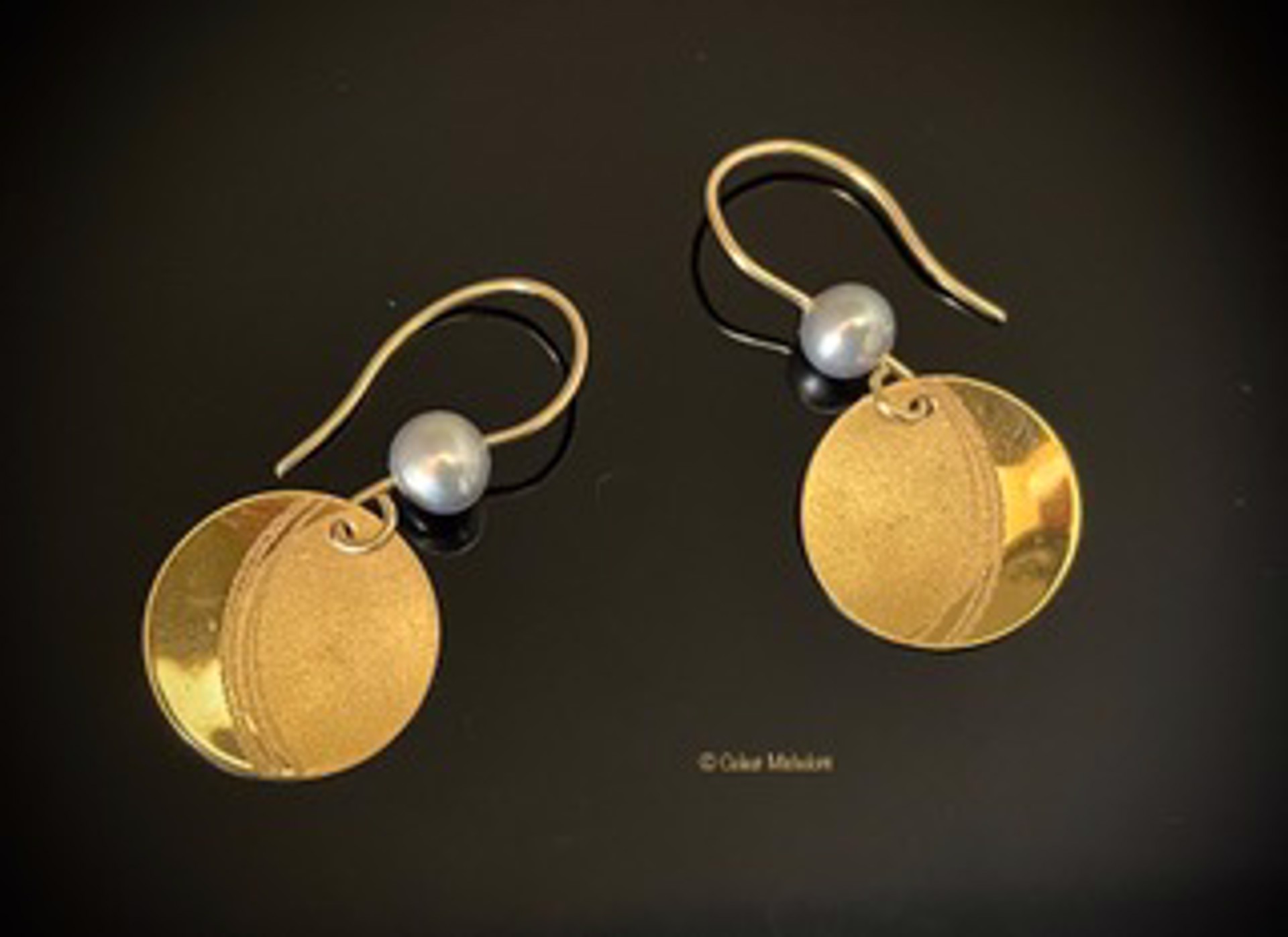 Luna 5/8" earrings with silver round cultured freshwater pearl by Celest Michelotti