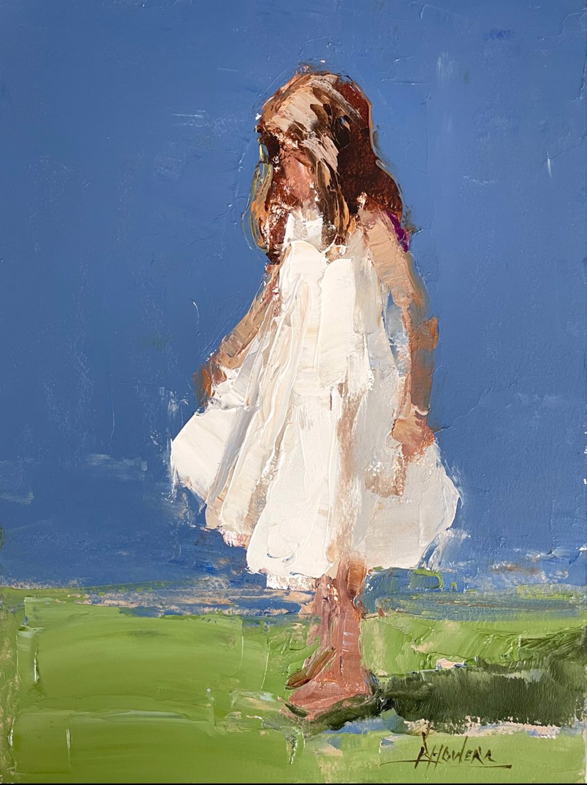 Girl, Blue And Green {SOLD} by Barbara Flowers