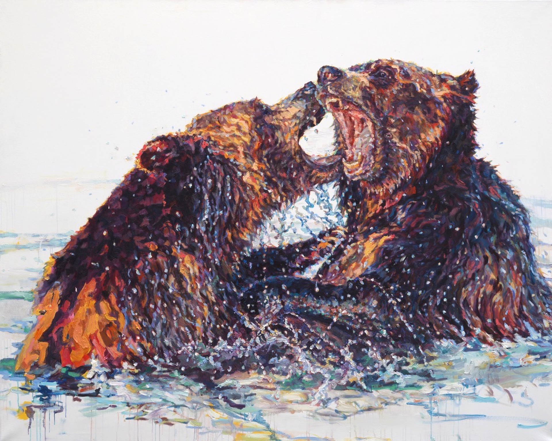 Patricia Griffin Grizzly Bears In Oil On Linen, A Contemporary Fine Art Painting and Modern Wildlife Art Piece Available At Gallery Wild