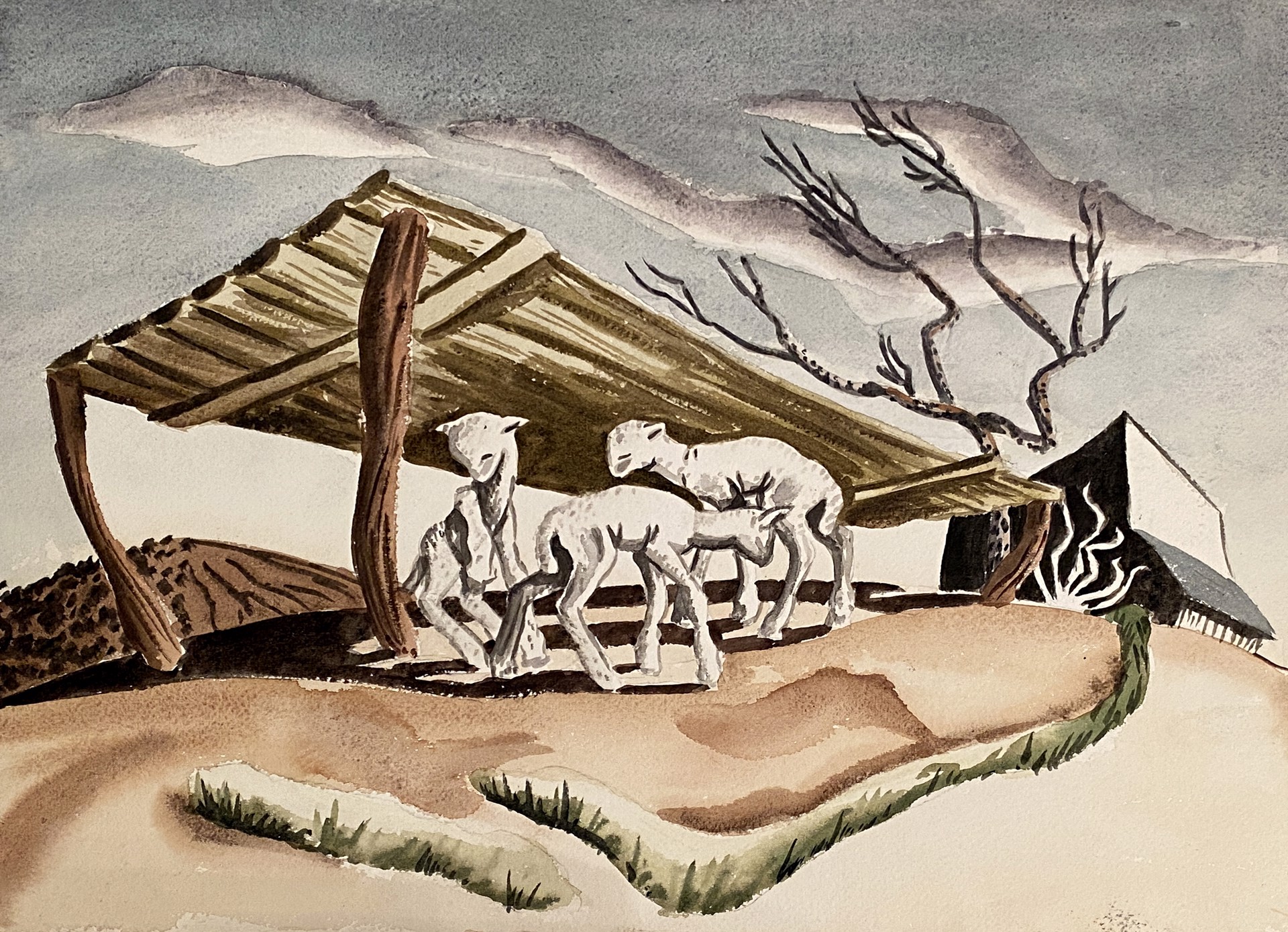 Lambs in Shelter by Grace A. Crockett