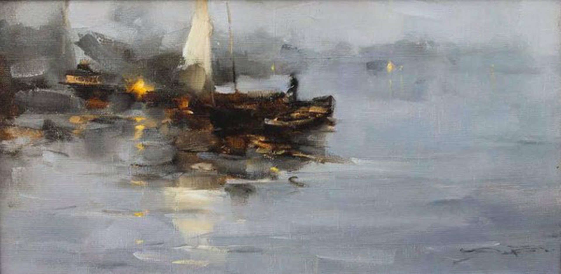 Boats at Night by Dmitri Podobedov