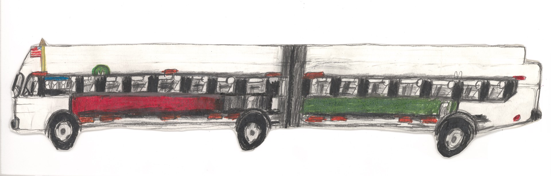 Red and Black Long Bus by Michael Haynes