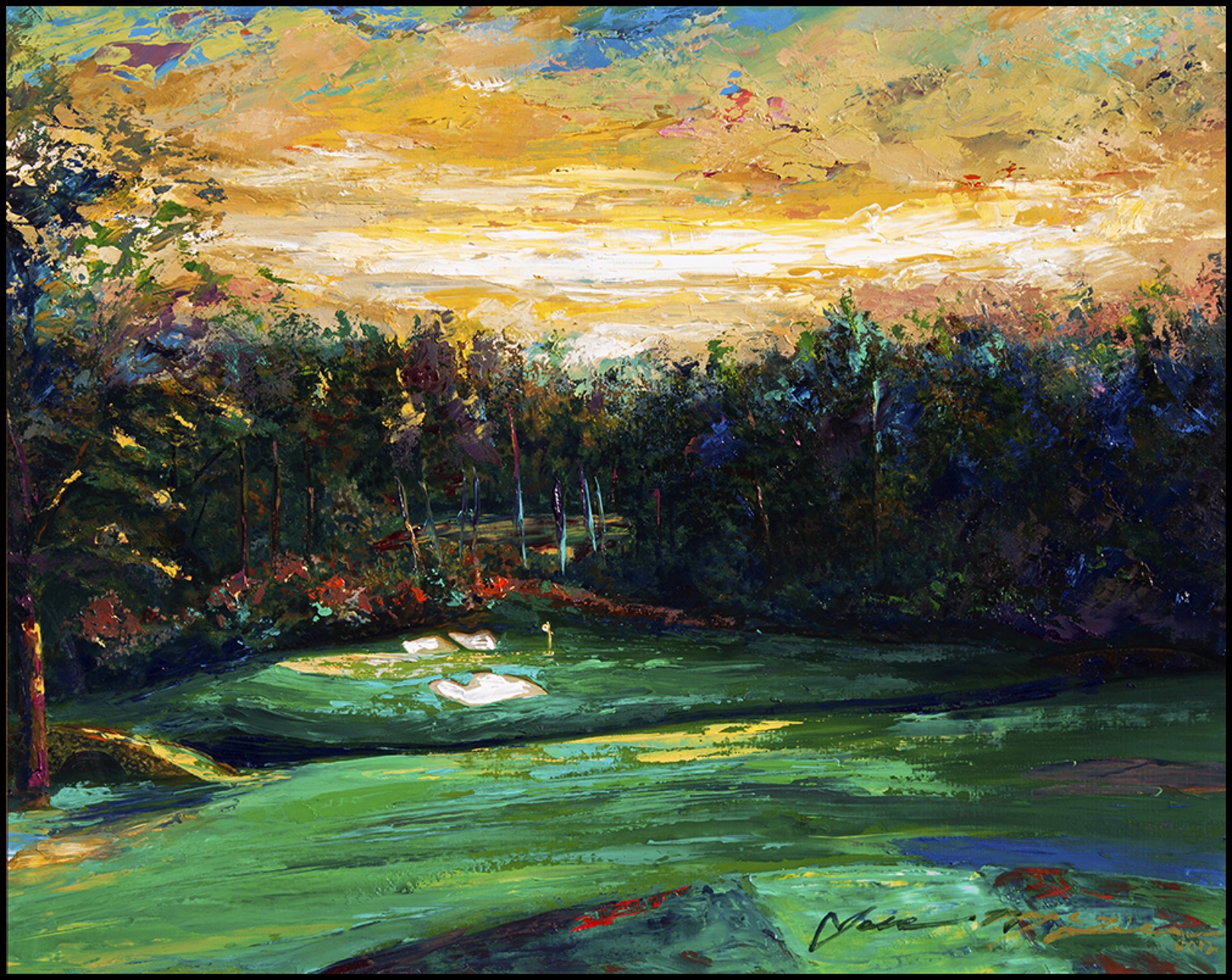 "Golden Sunset over the Golden Bell" - Augusta's #12 by Jace McTier