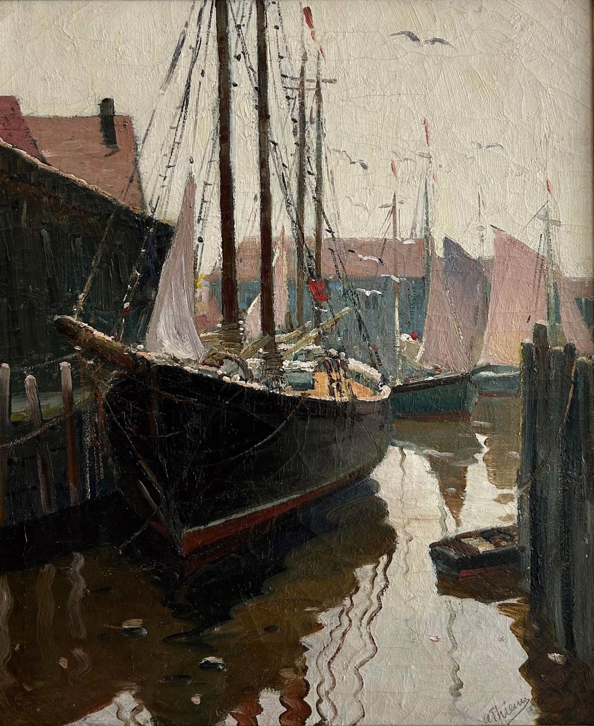 Seven Seas Wharf, Gloucester by Anthony Thieme (1888-1954)