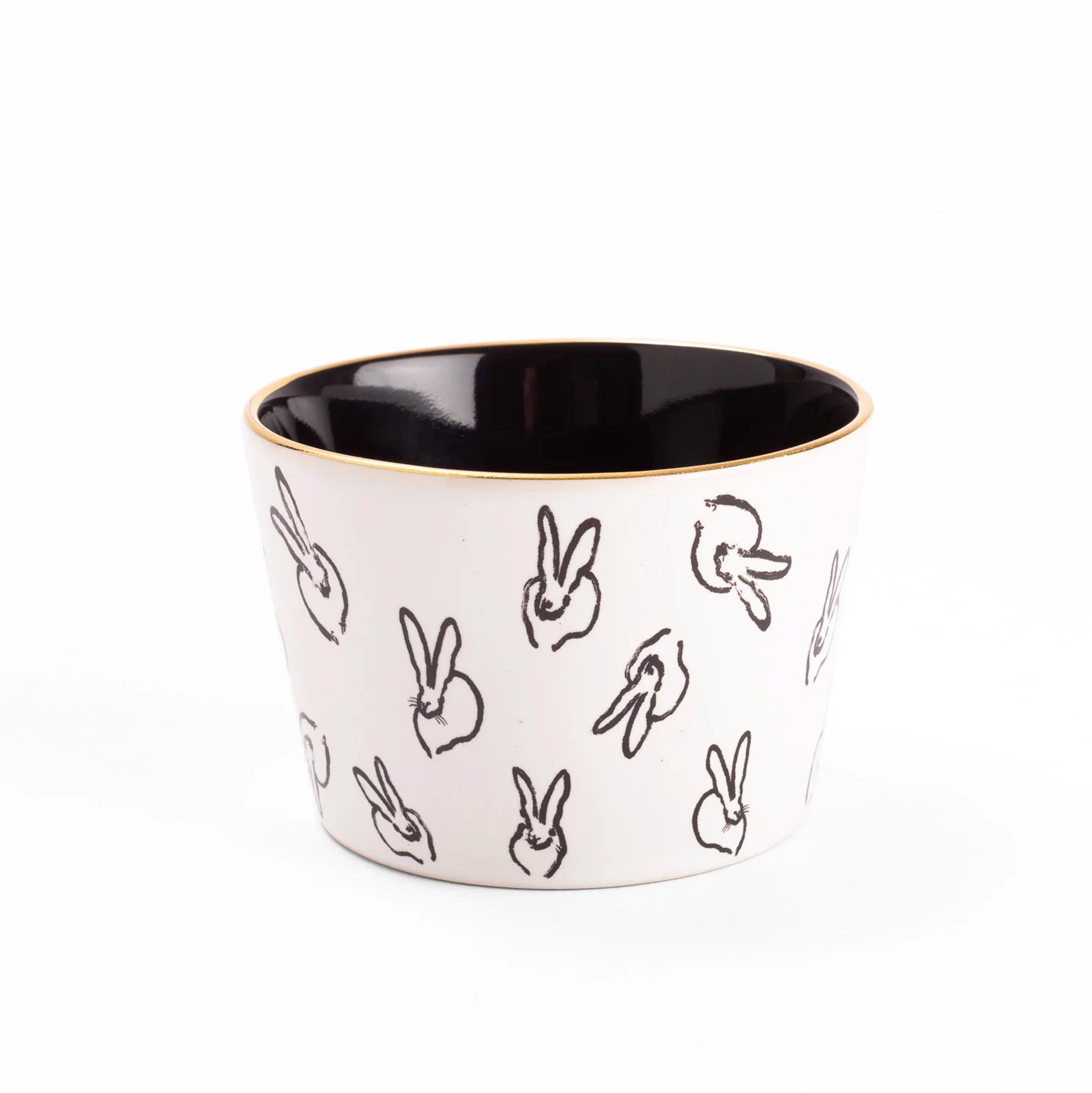 Bunny Bar Bowl - With Hand Painted Gold Rim by Hunt Slonem (Hop Up Shop)