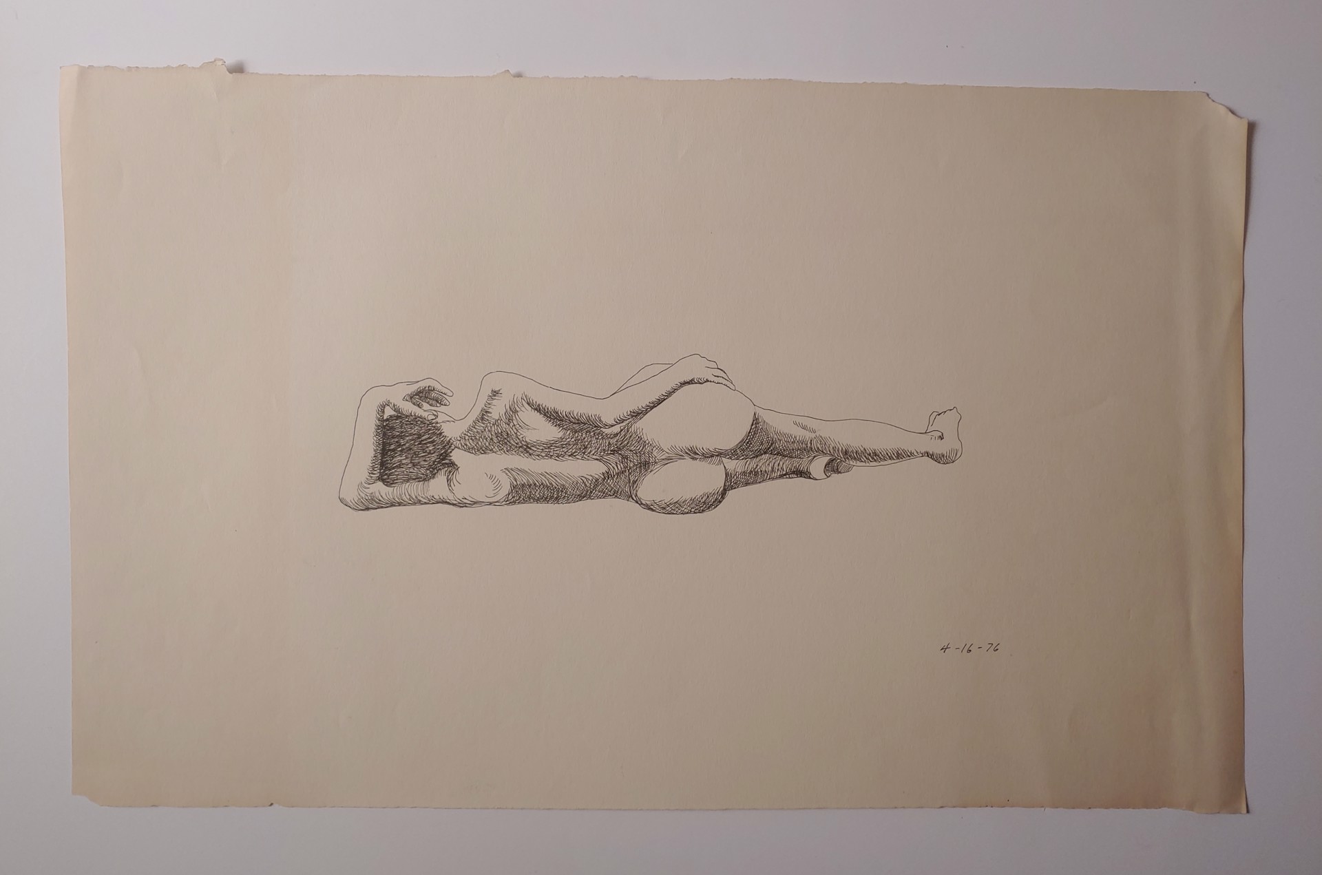 Reclining Nude in Ink Drawing by David Amdur