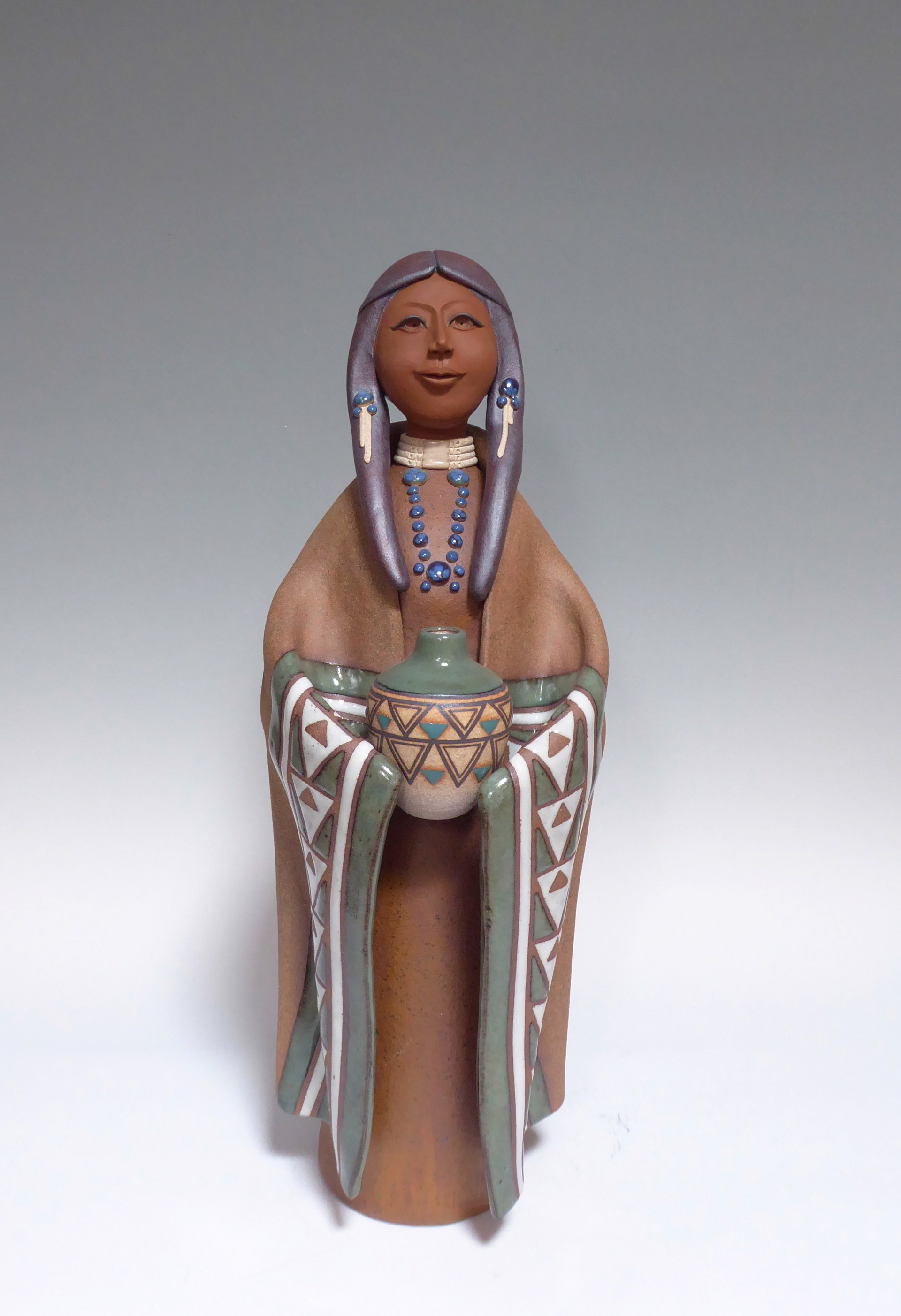 Lakota Woman Standing Blue by Terry Slonaker