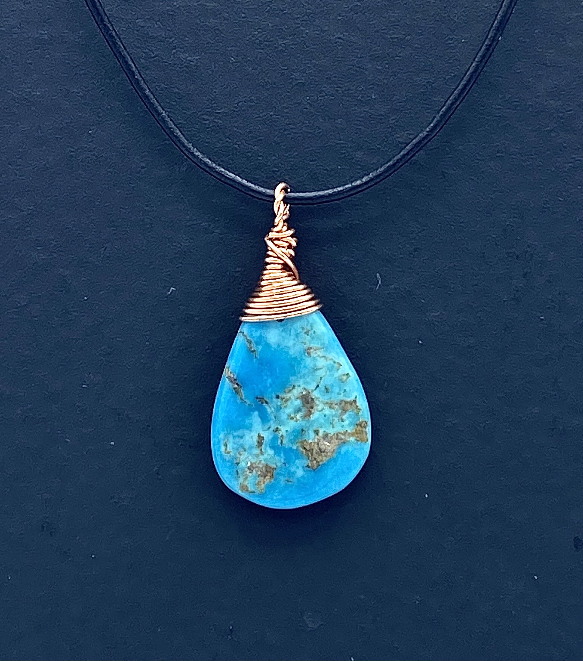 Turquoise Copper Wrapped Necklace by Emelie Hebert