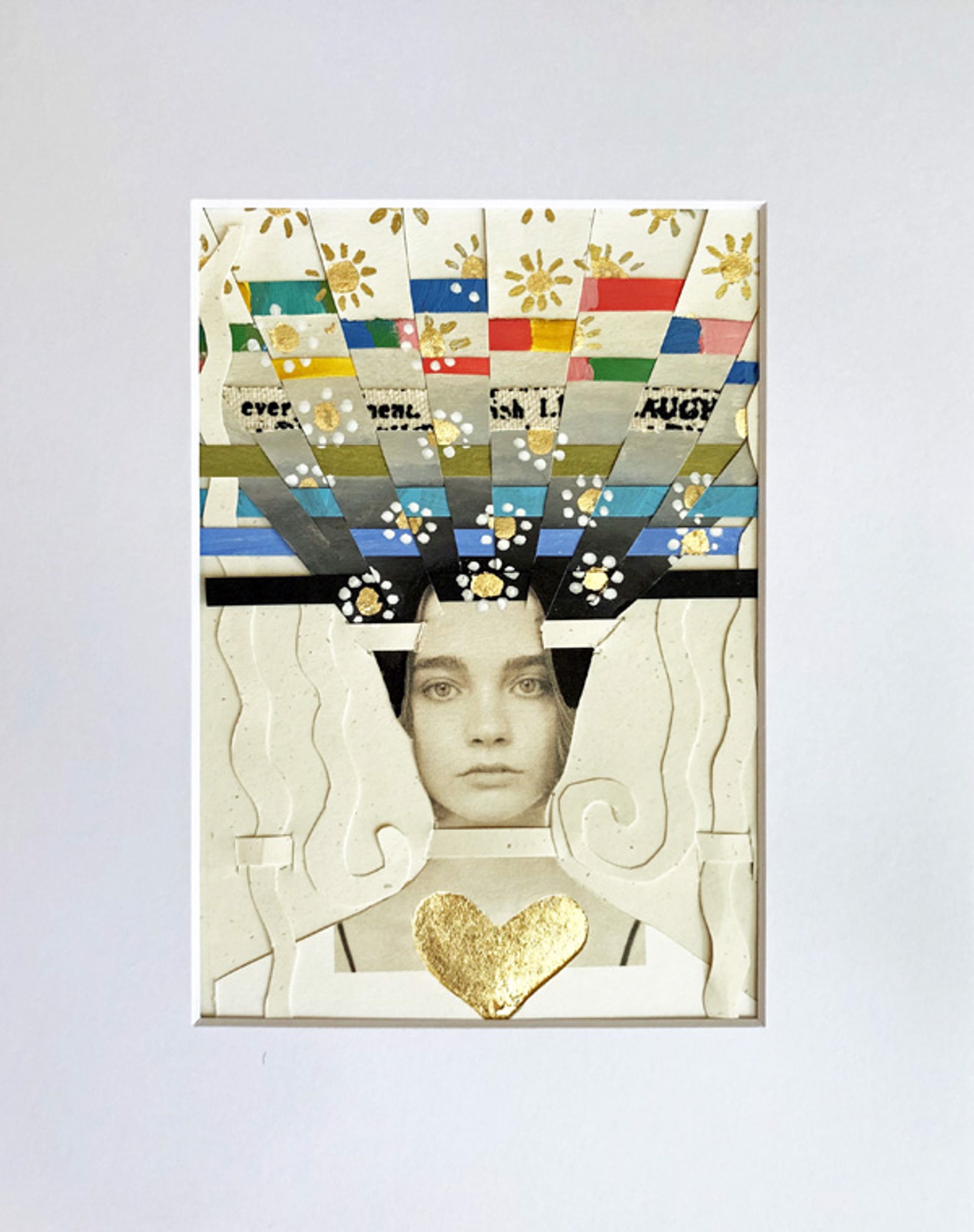 Collage Portrait With Rainbow by Beth Aronoff