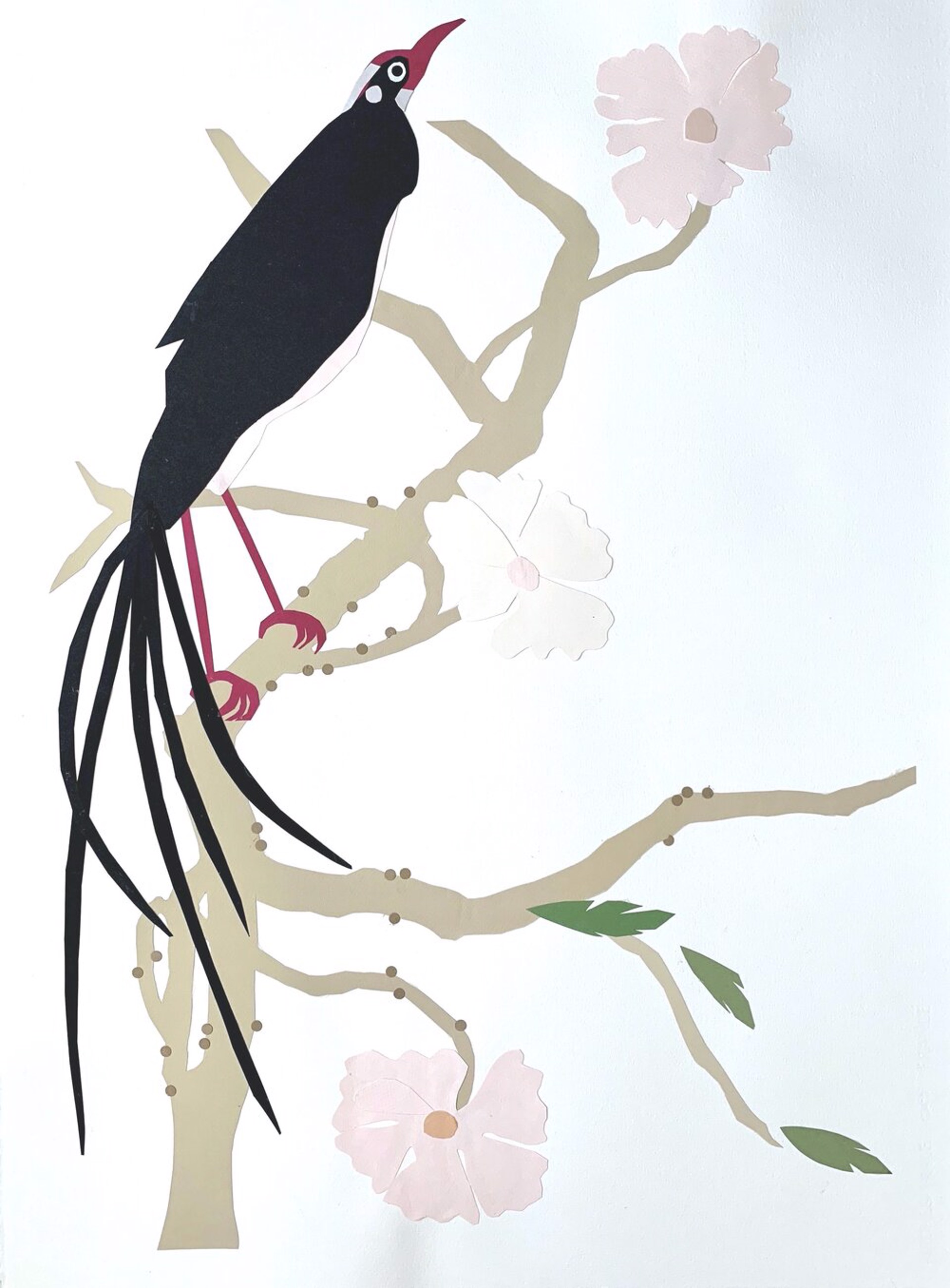 Bird with Pink Flowers 1 by Karen Blair