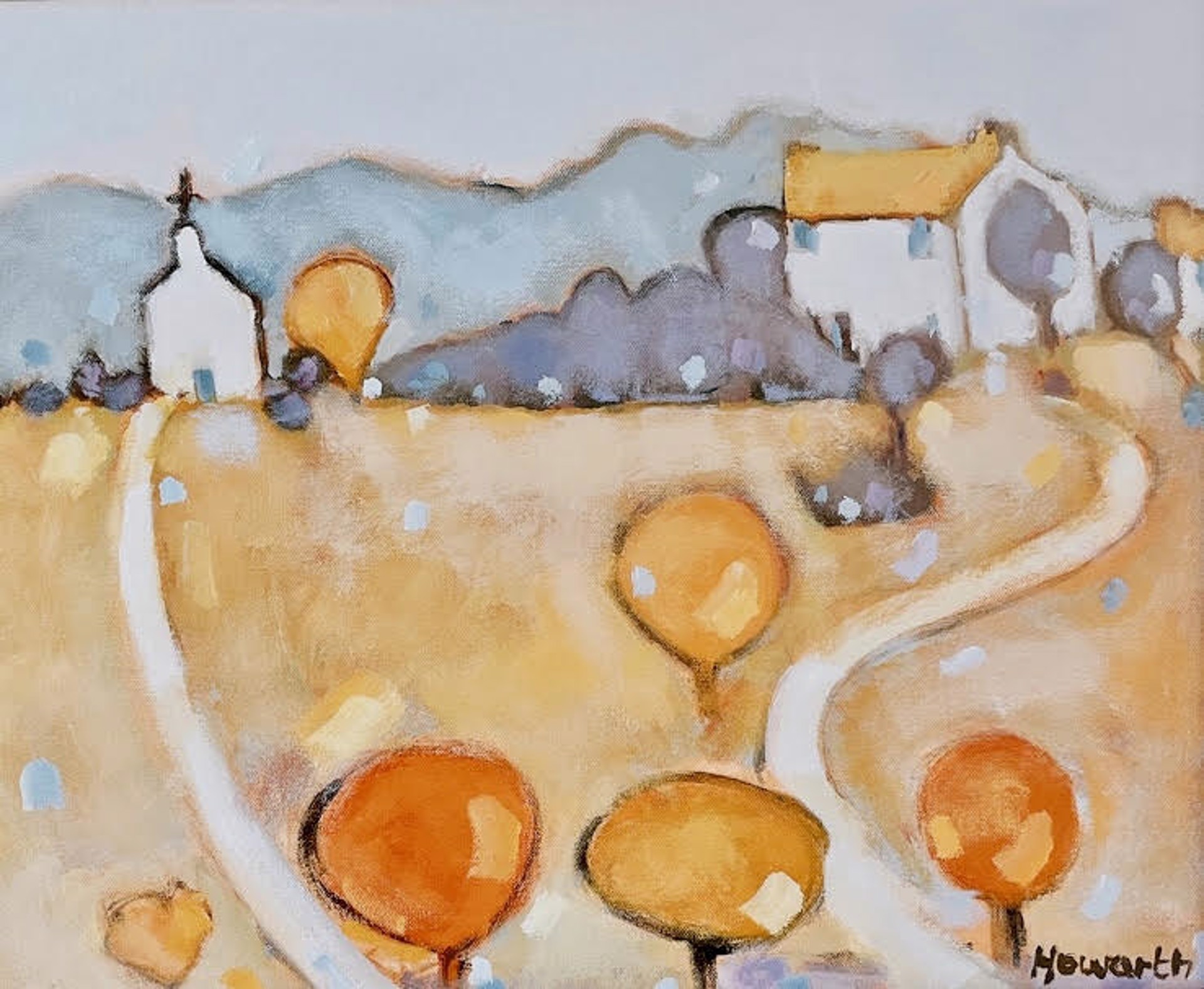 Almond Cottage and White Chapel by Katrina Howarth