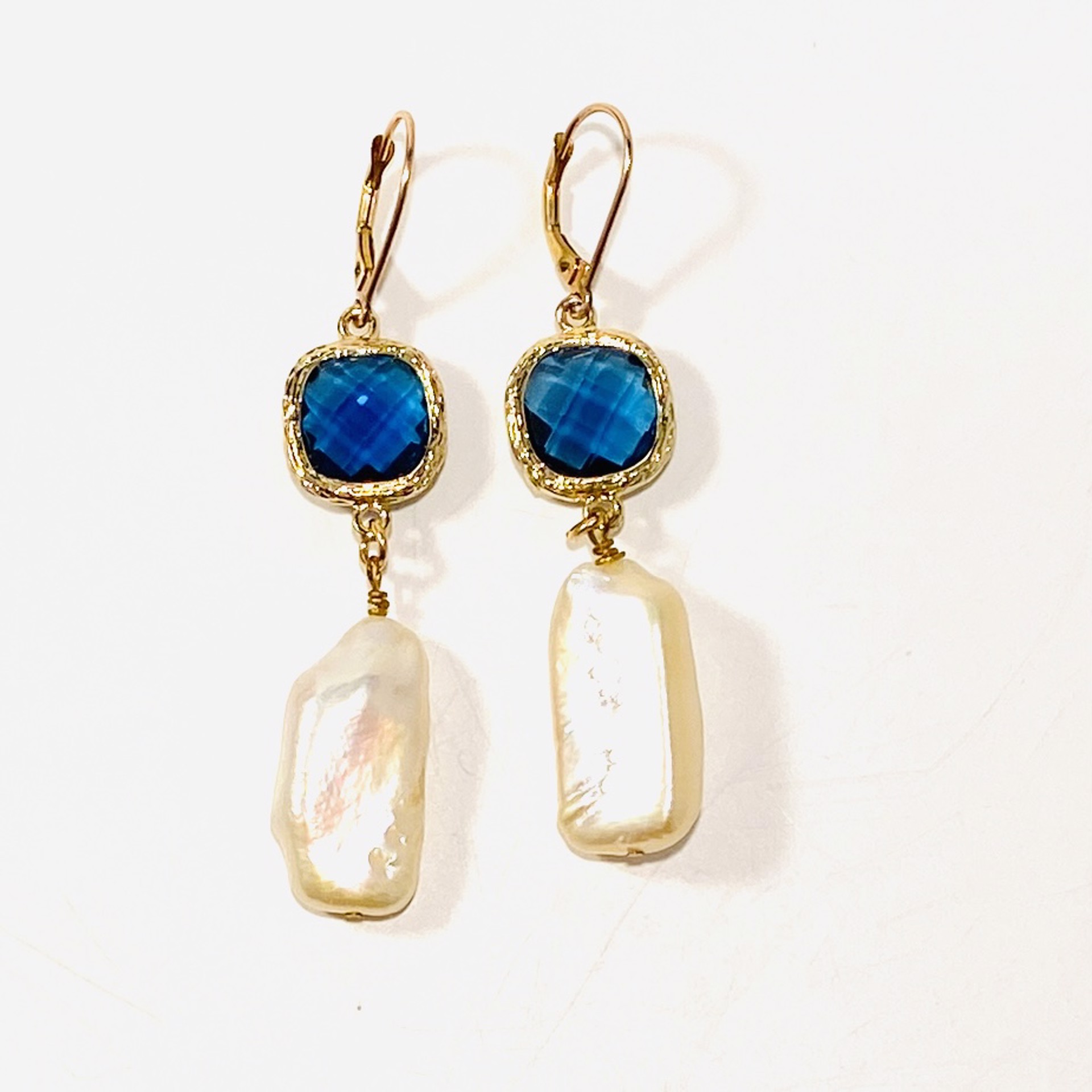 Blue Crystal, Large Pearl Drop Earrings LR23-31 by Legare Riano