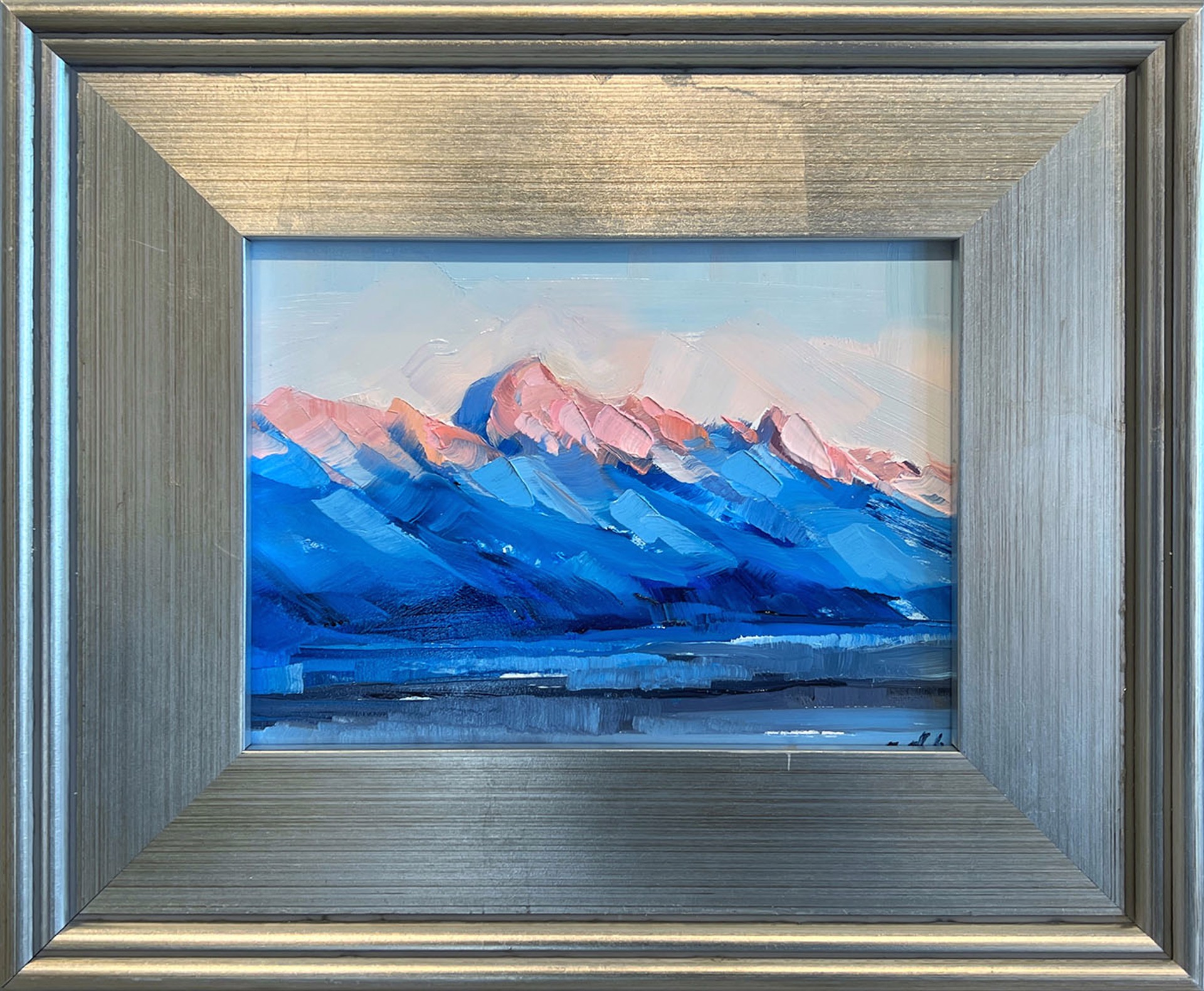 Original Oil Plein Air Landscape Painting Featuring The Teton Mountain Range At Daybreak