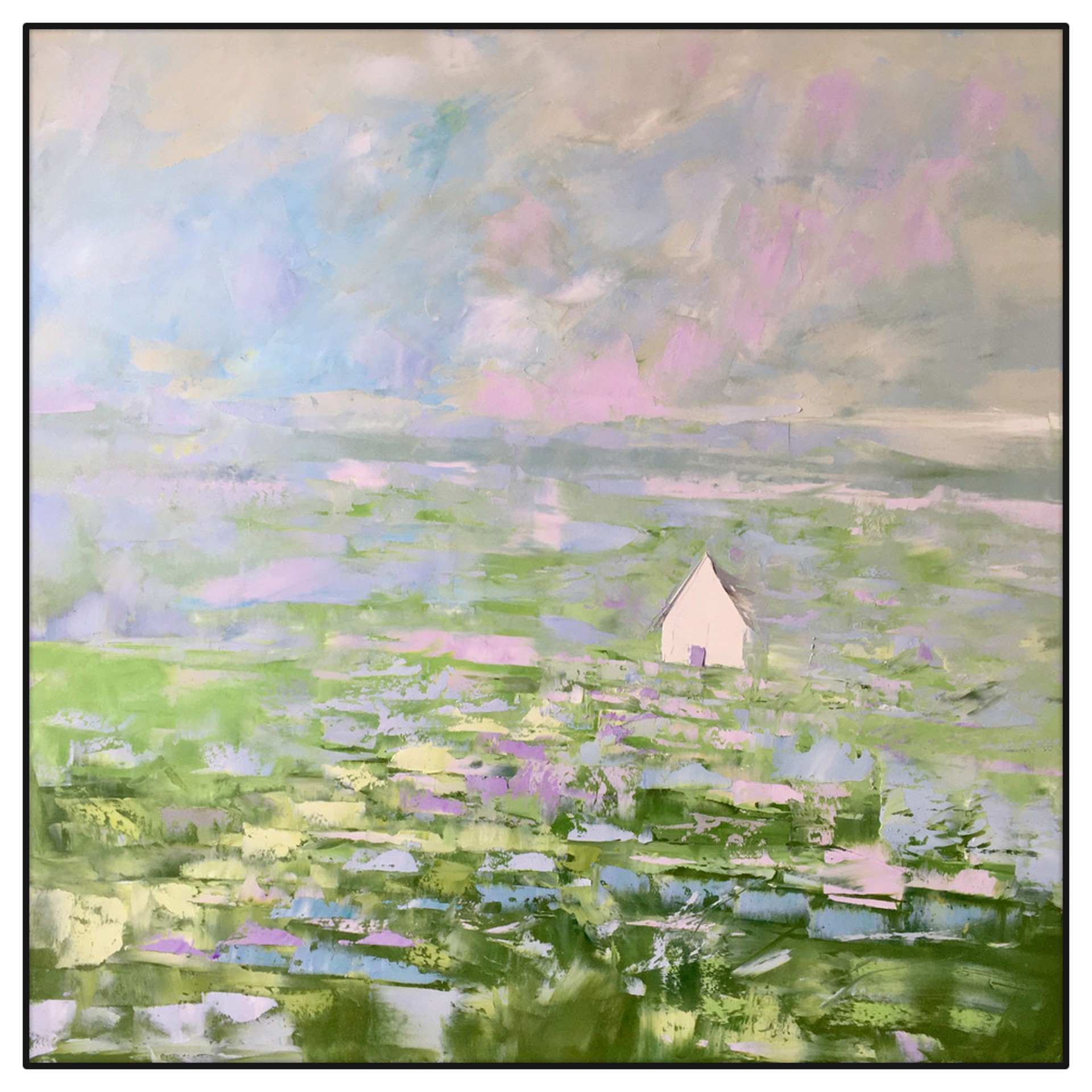 Pink Sky with Green Field (SOLD) by SANDRA PRATT