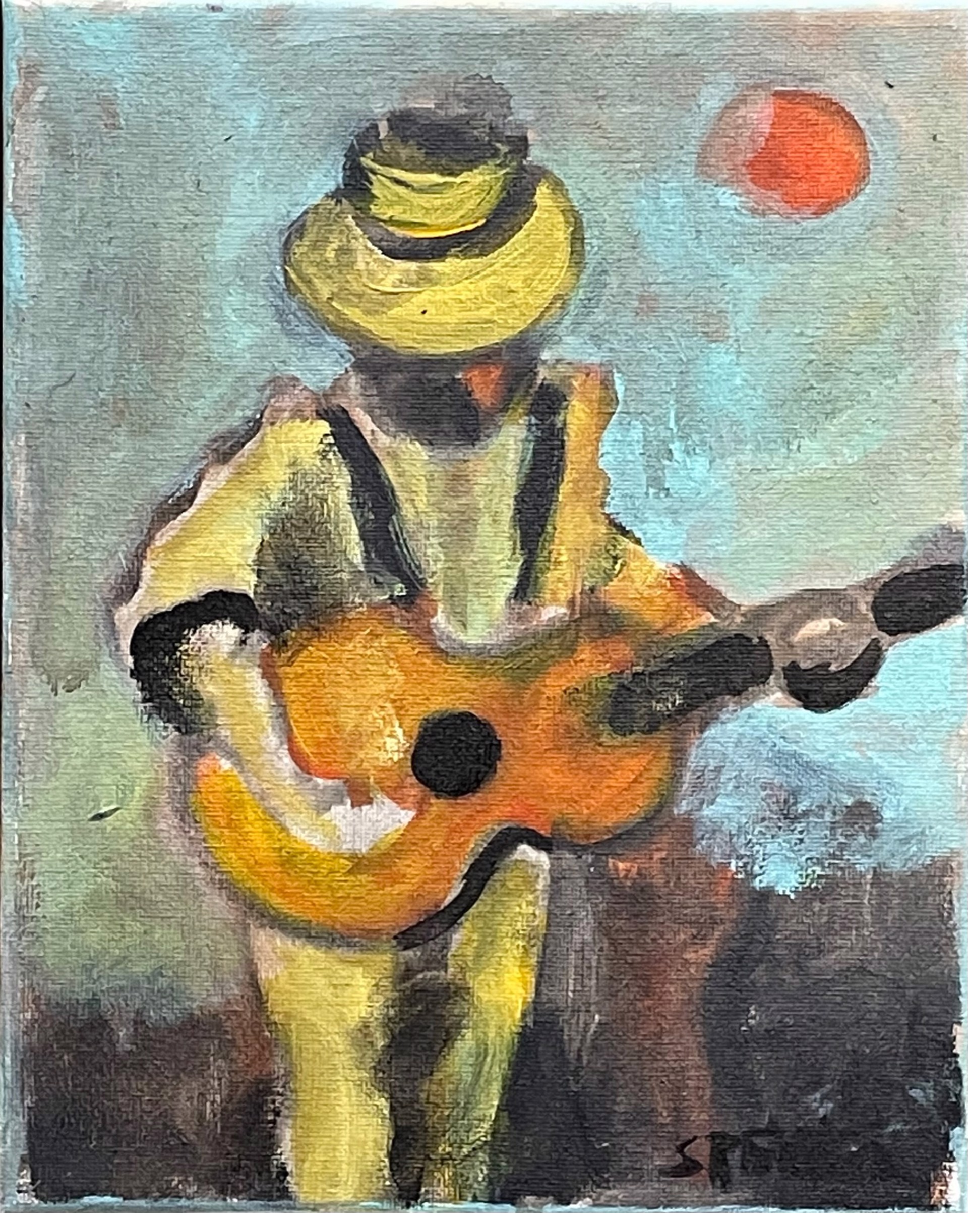 Orange Guitar Player by Cliff Speaks