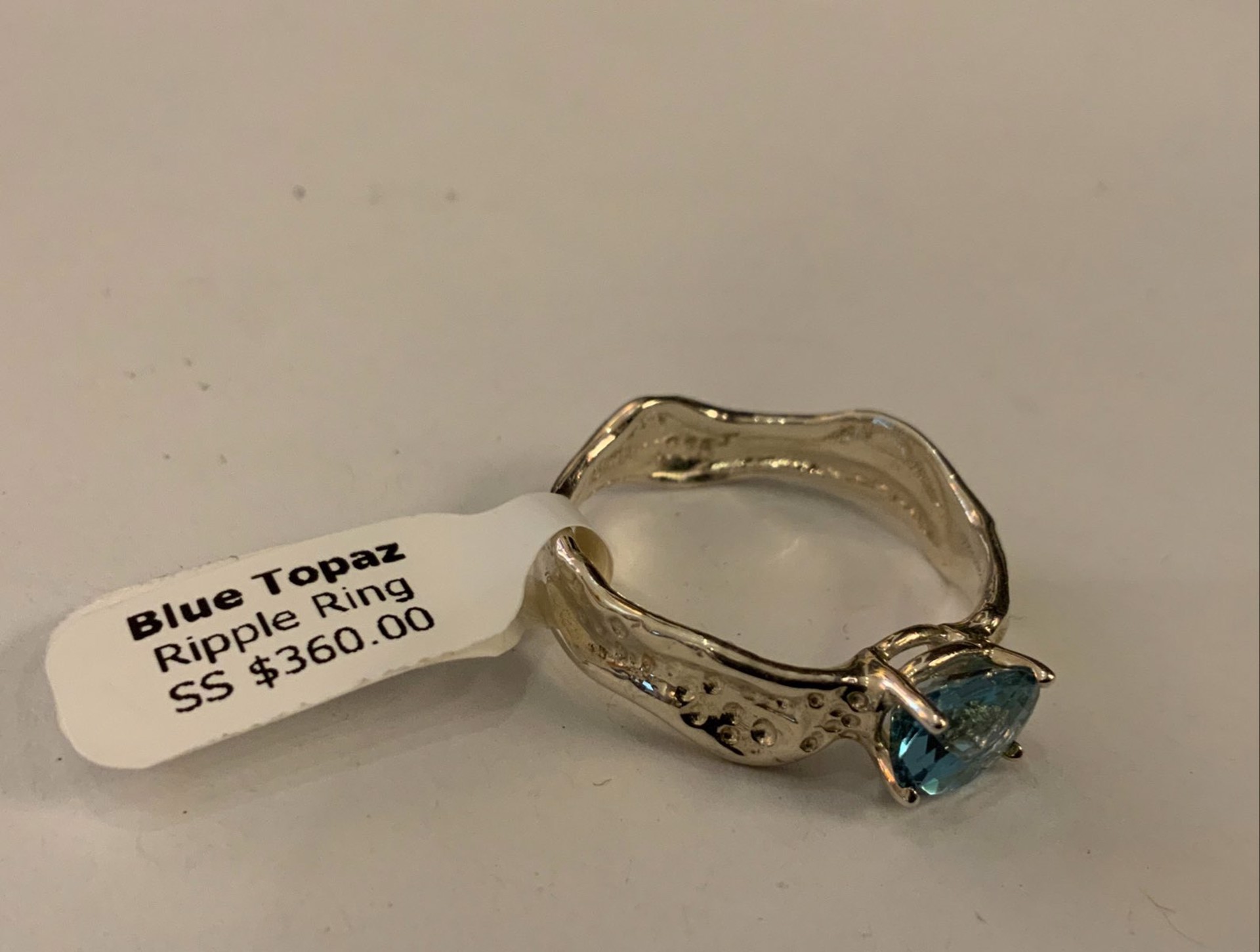 Blue Topaz Sterling Silver Ripple Ring by Kristen Baird