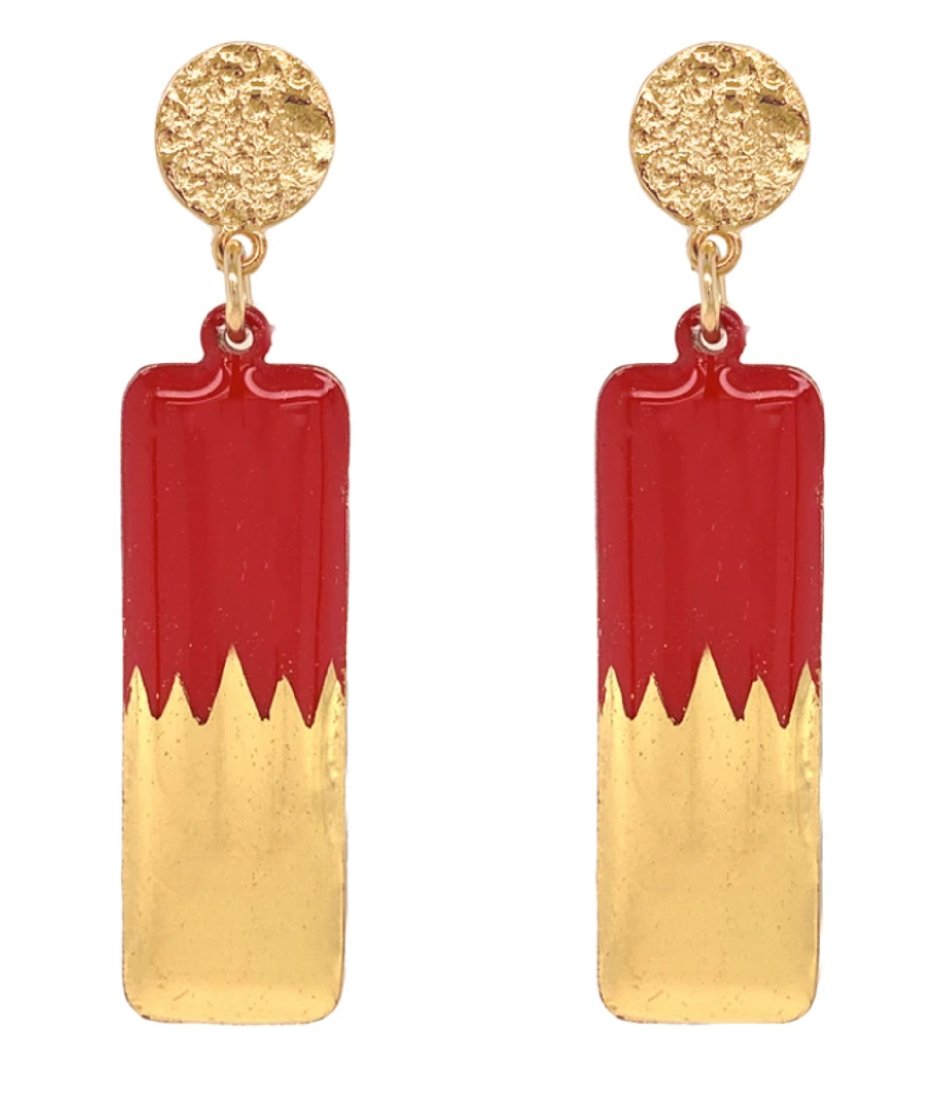 Skyline Red Medium Column Earrings - Gold by Evocateur