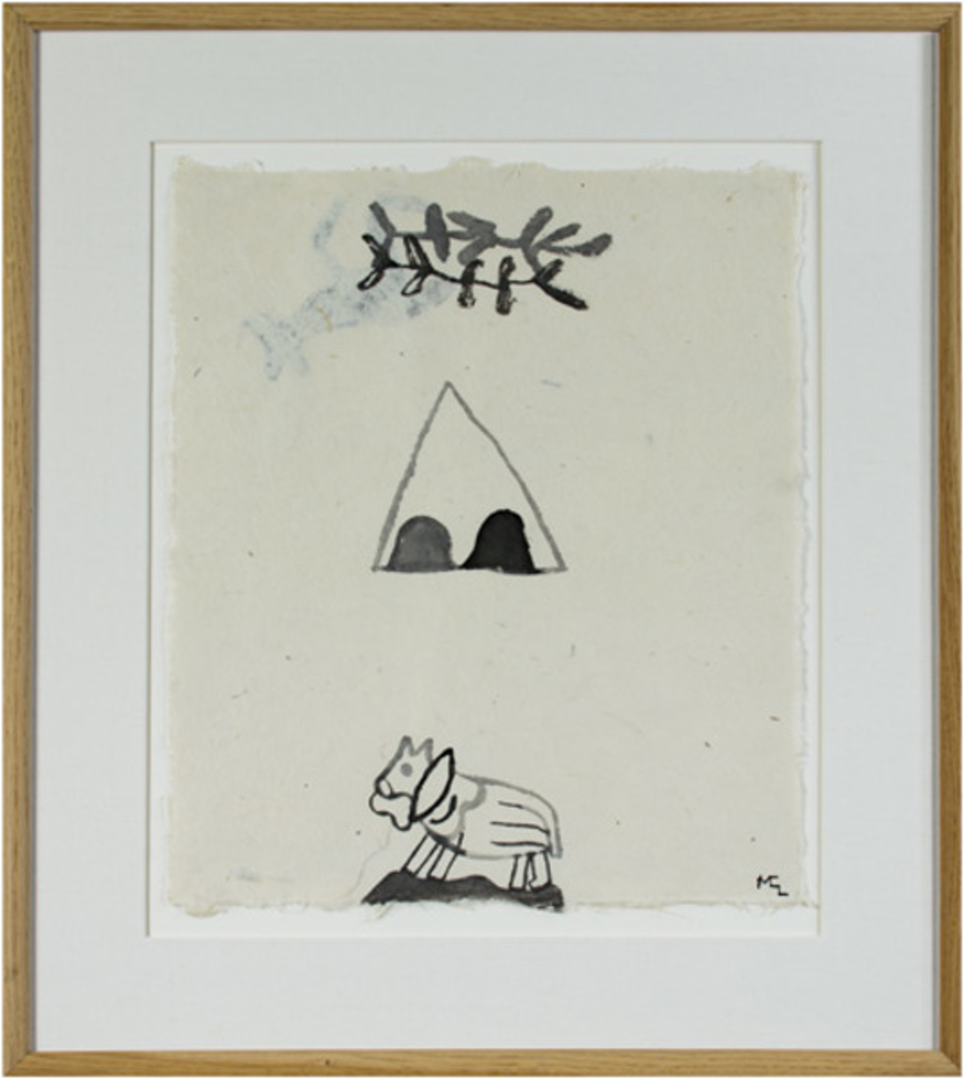 Horse in Desert w/Teepee & Branches (2nd Image on Reverse) by Miguel-Castro Leñero