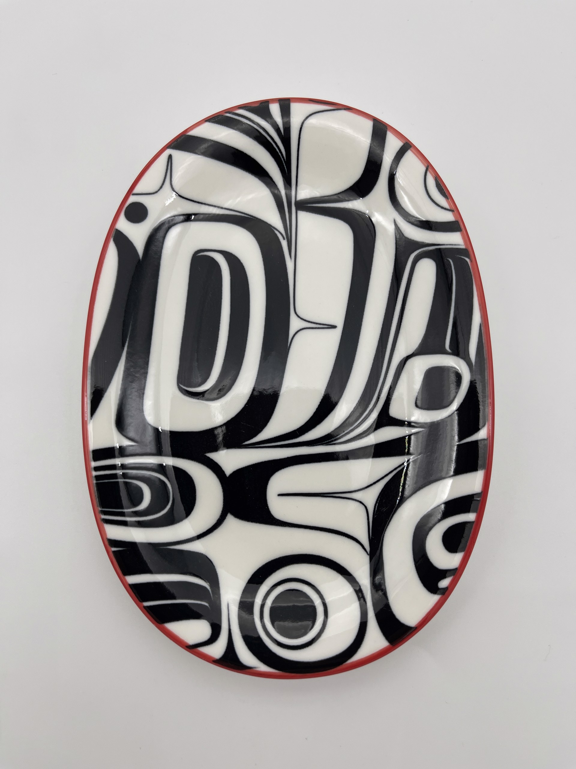 Raven Small Oval Platter Red/Black by Kelly Robinson