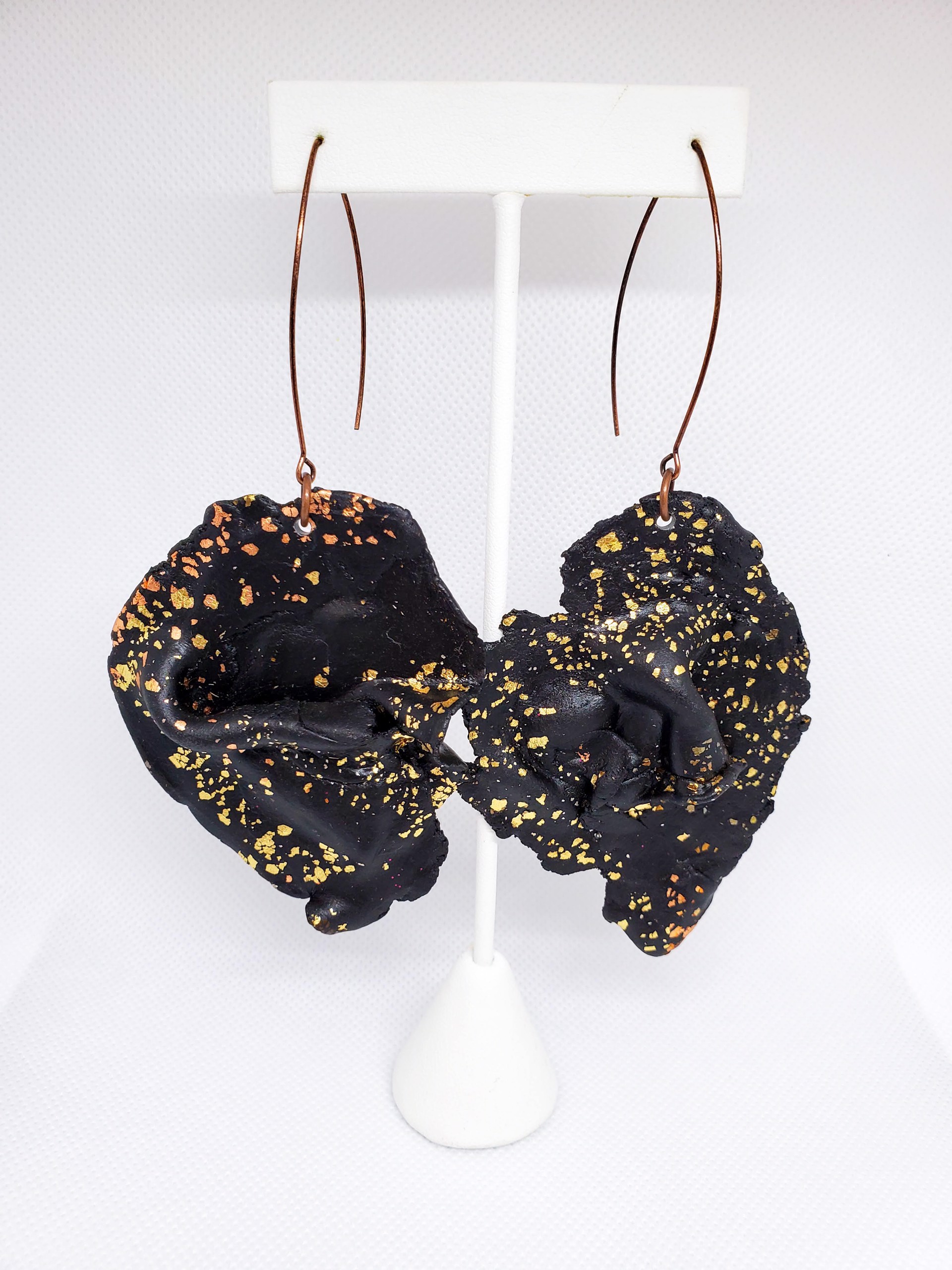 Black and Gold Epoxy Earrings by Sally Bass