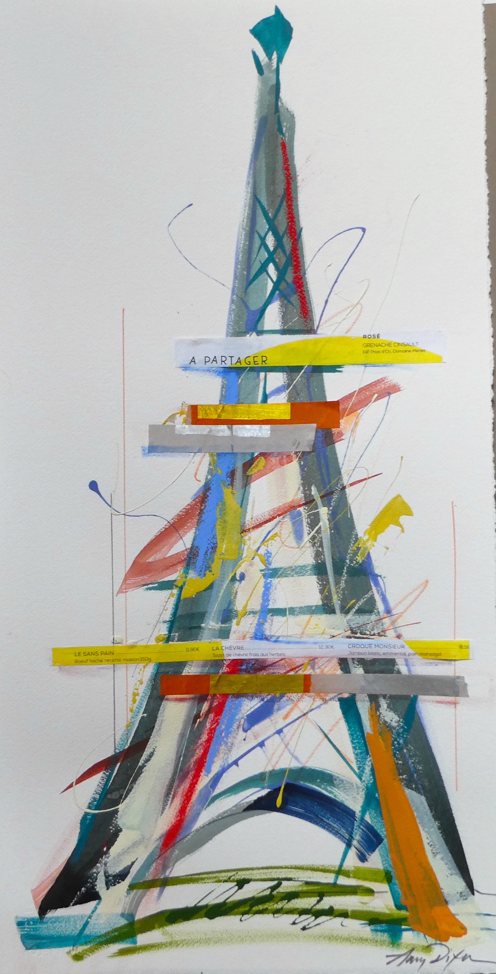 Eiffel Tower on Paper by Amy Dixon