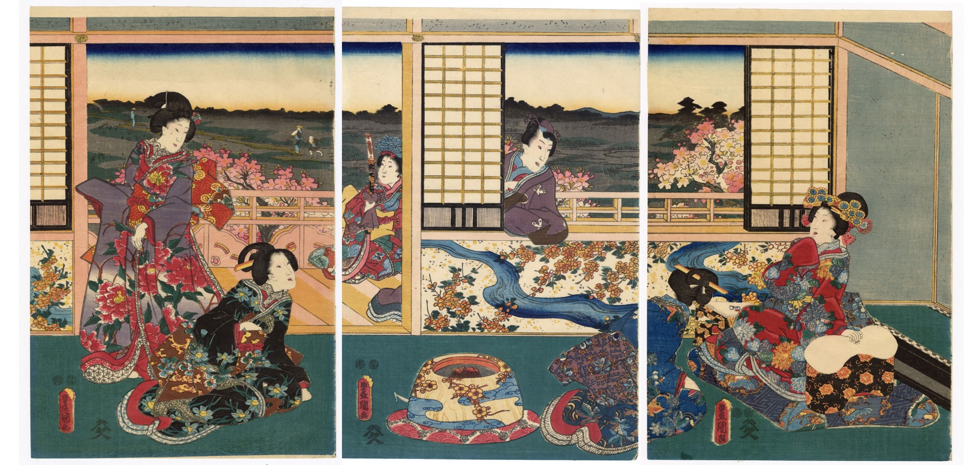 Mitsuuji Looks in from the Veranda Genji-e by Kunisada