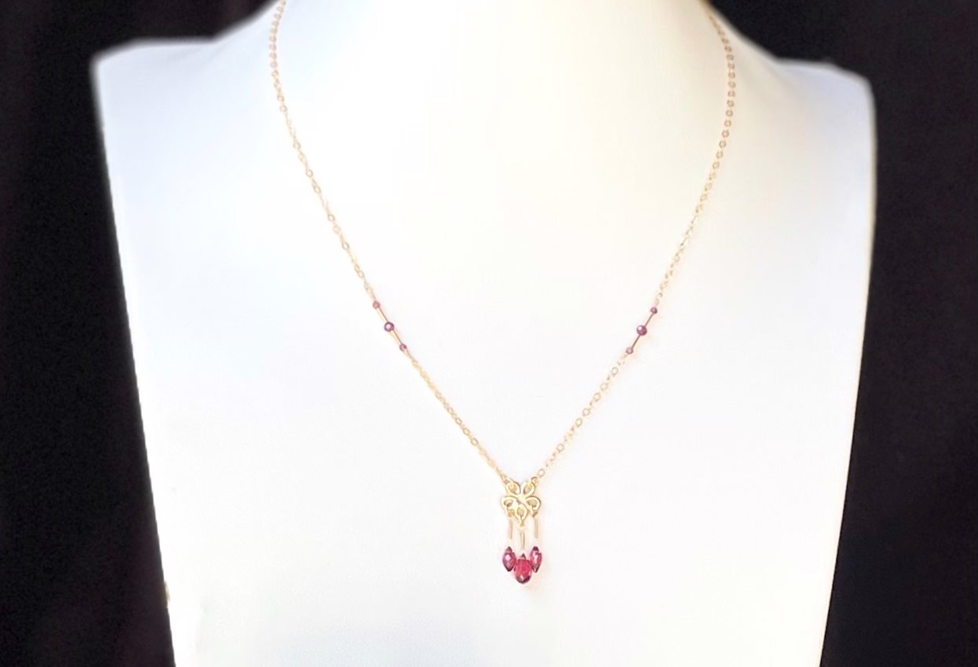 Rhodolite Garnet 14K Flower Necklace by Lisa Kelley