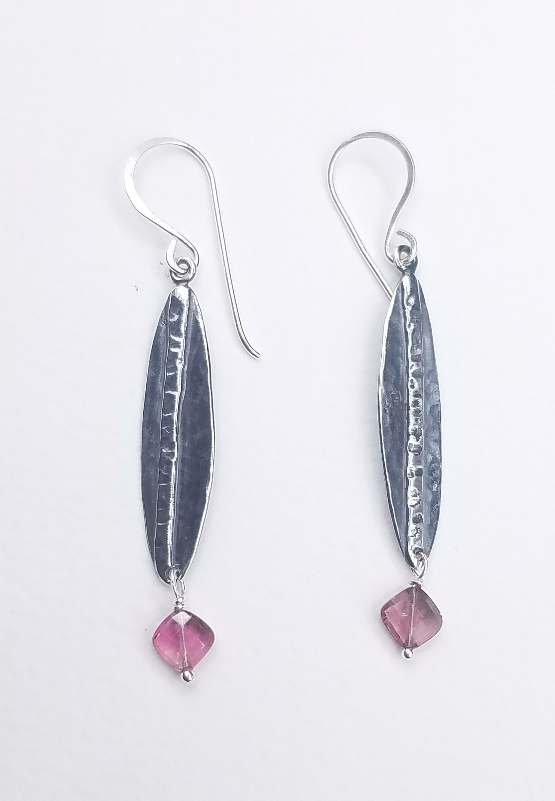 Elongated Pink Tourmaline Drop Earrings by Anita Shuler