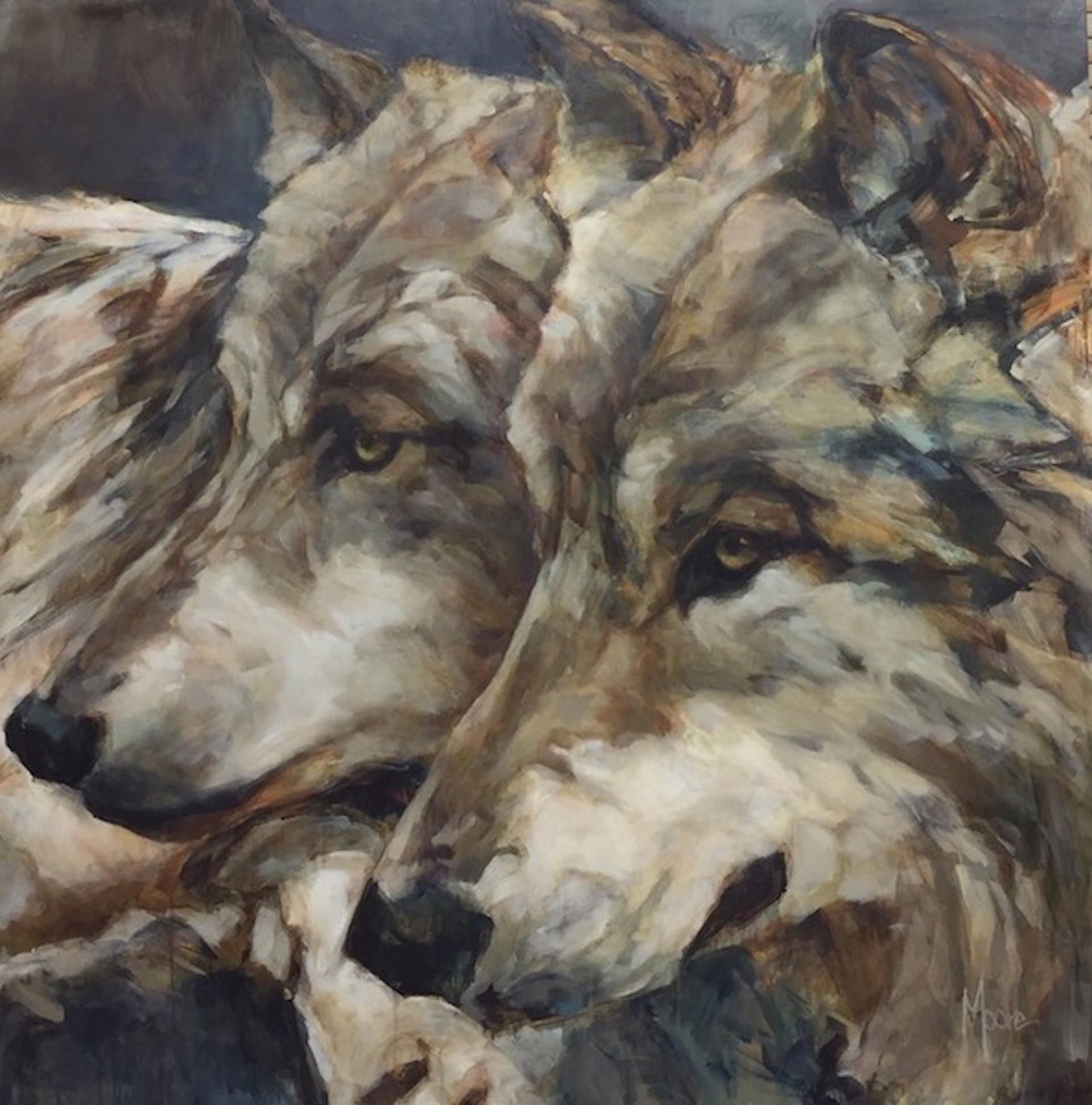 Family Ties - two wolves by Andrea Moore