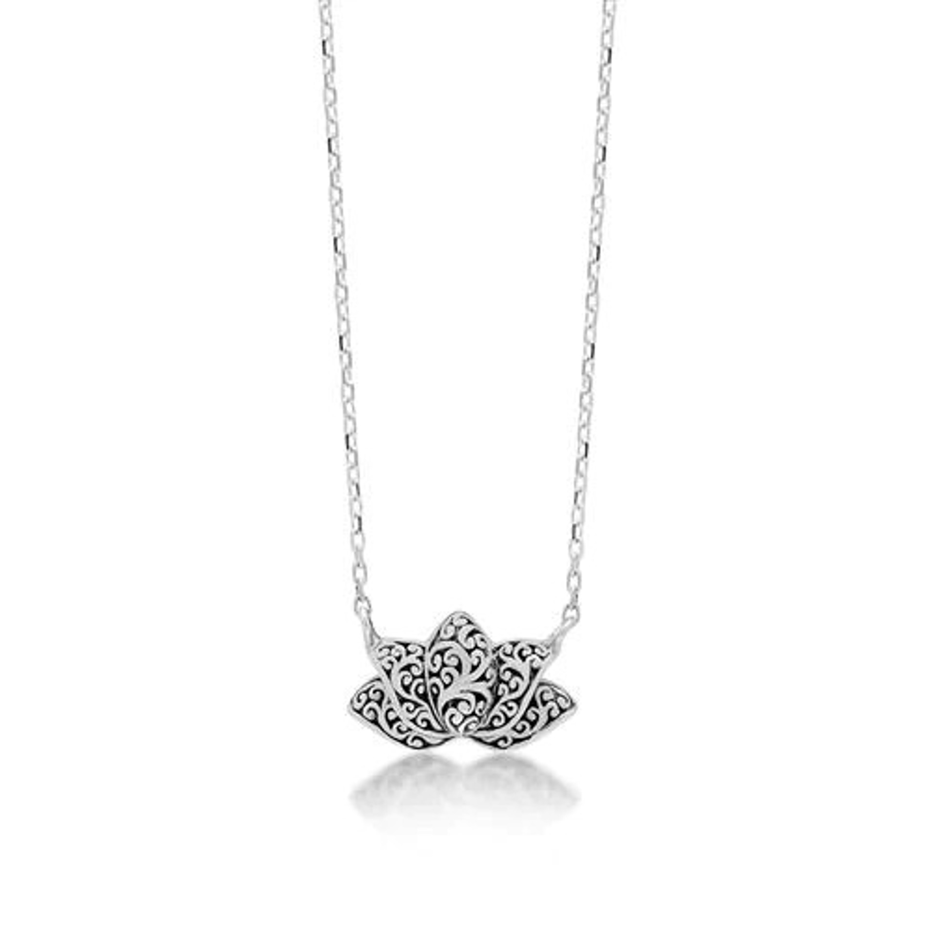 1098 Silver Delicate Lotus Pendant Necklace (SO) by Lois Hill