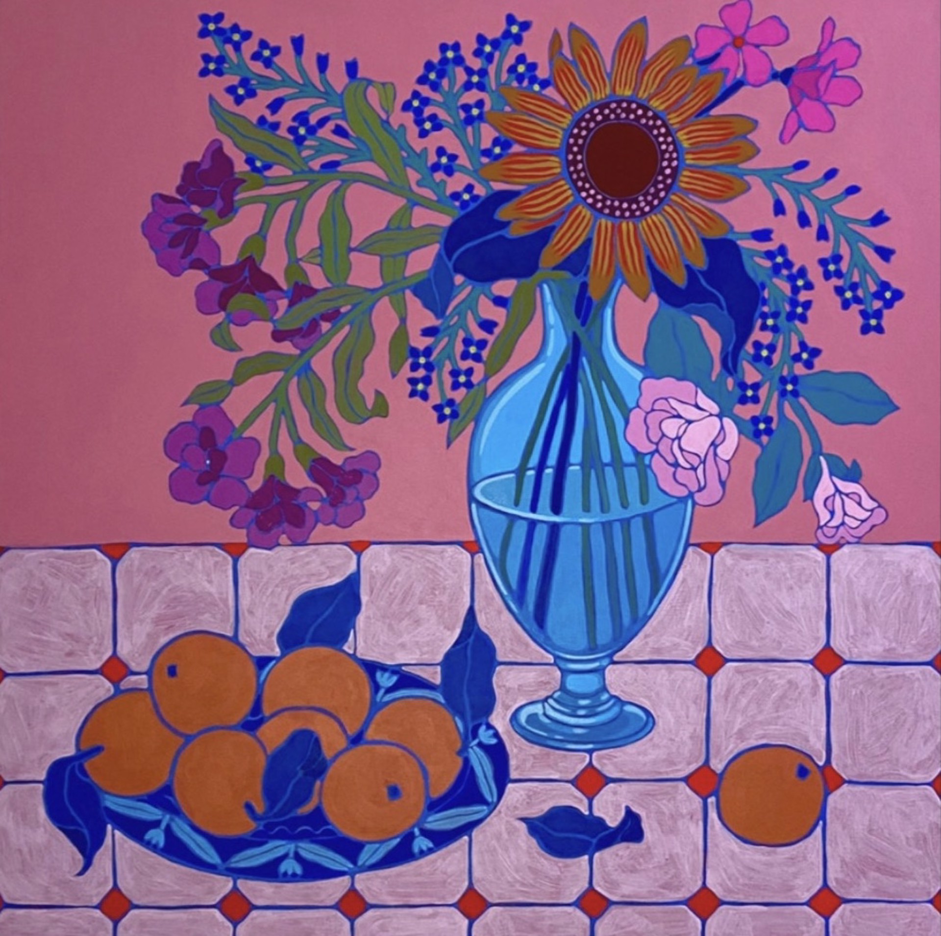 Oranges on Pink Tile by Sarah Ingraham
